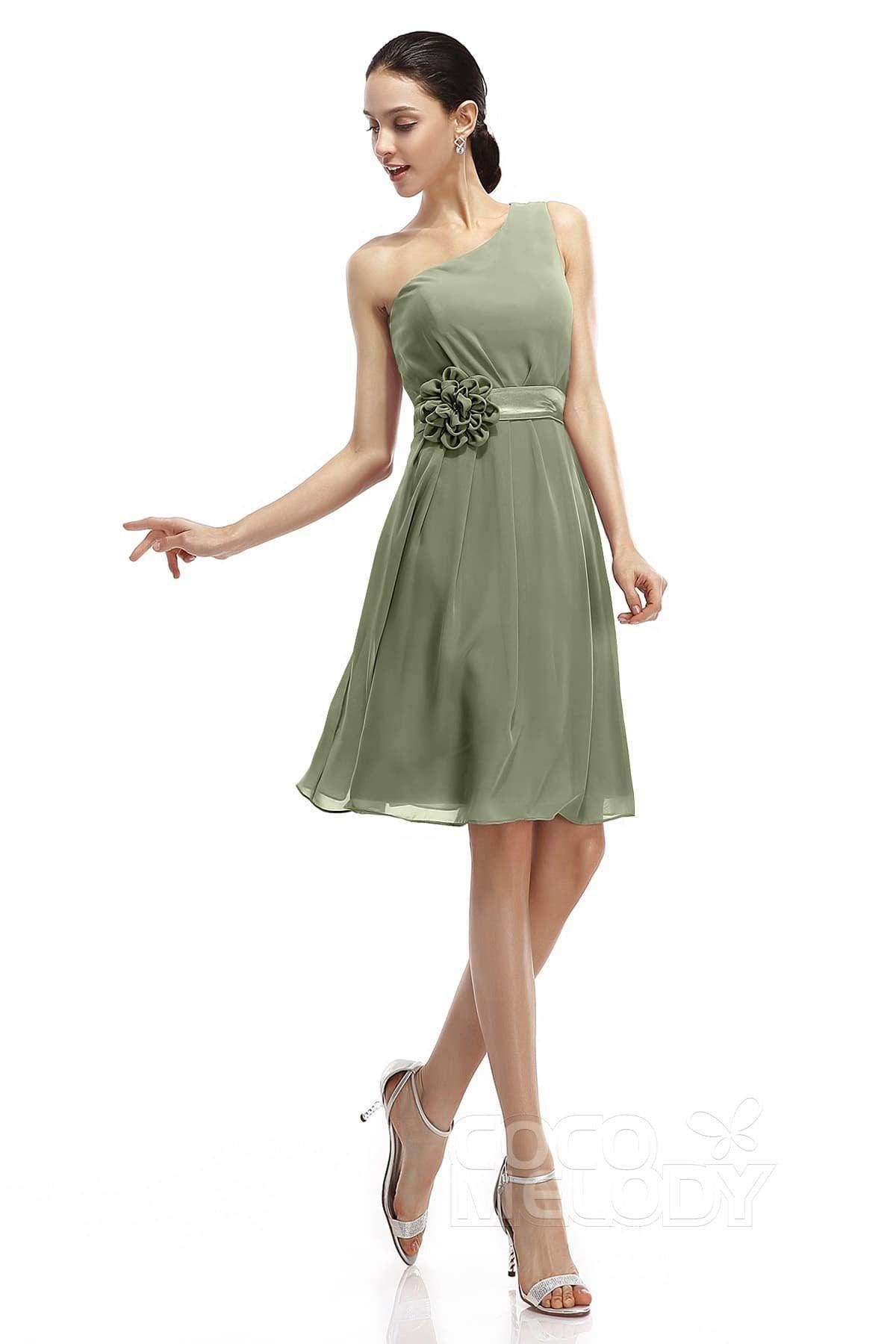 A-Line Knee Length Chiffon Bridesmaid Dresses COZK1400D - COCOMELODY