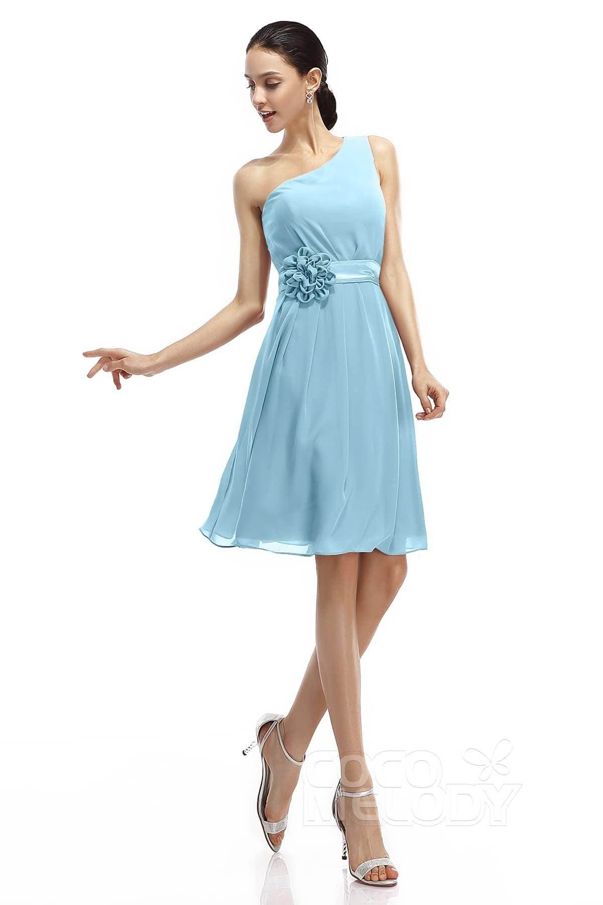 A-Line Knee Length Chiffon Bridesmaid Dresses COZK1400D - COCOMELODY