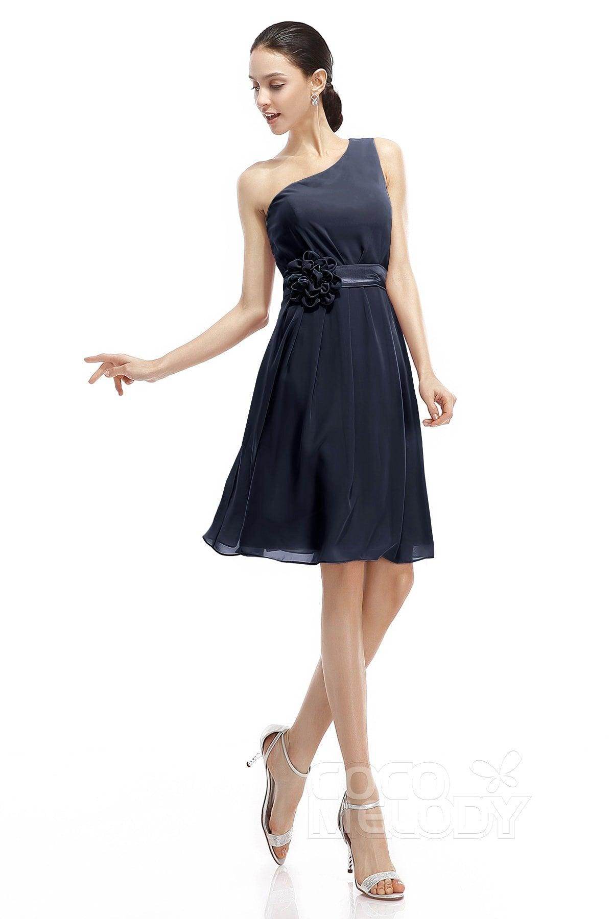 A-Line Knee Length Chiffon Bridesmaid Dresses COZK1400D - COCOMELODY
