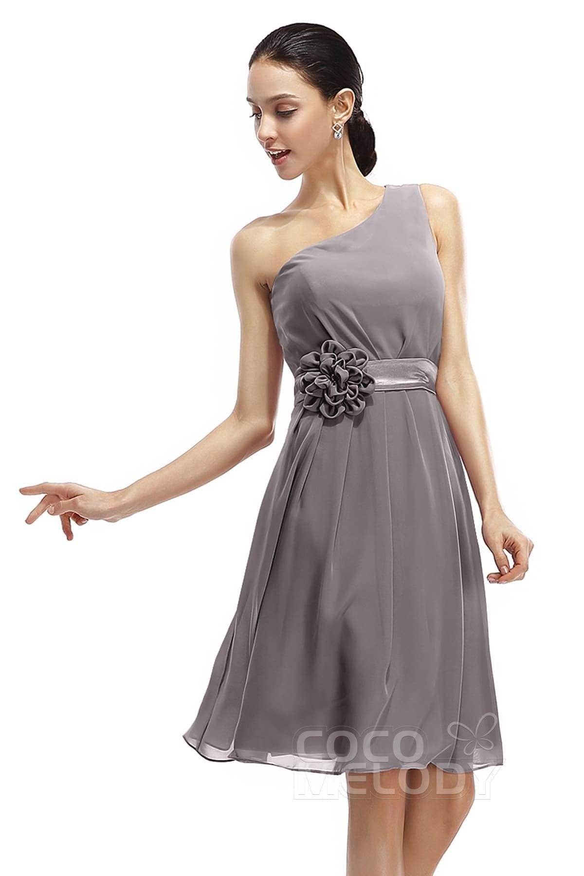 A-Line Knee Length Chiffon Bridesmaid Dresses COZK1400D - COCOMELODY