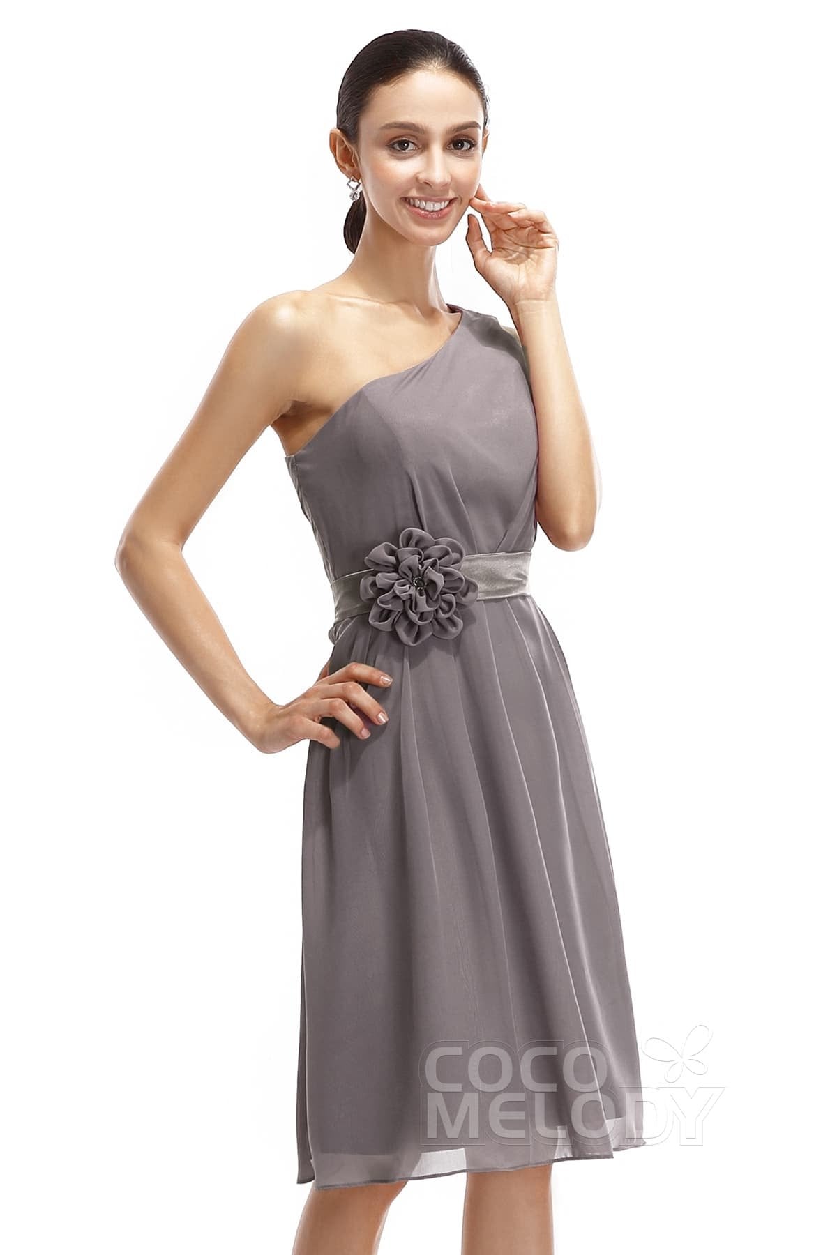 A-Line Knee Length Chiffon Bridesmaid Dresses COZK1400D