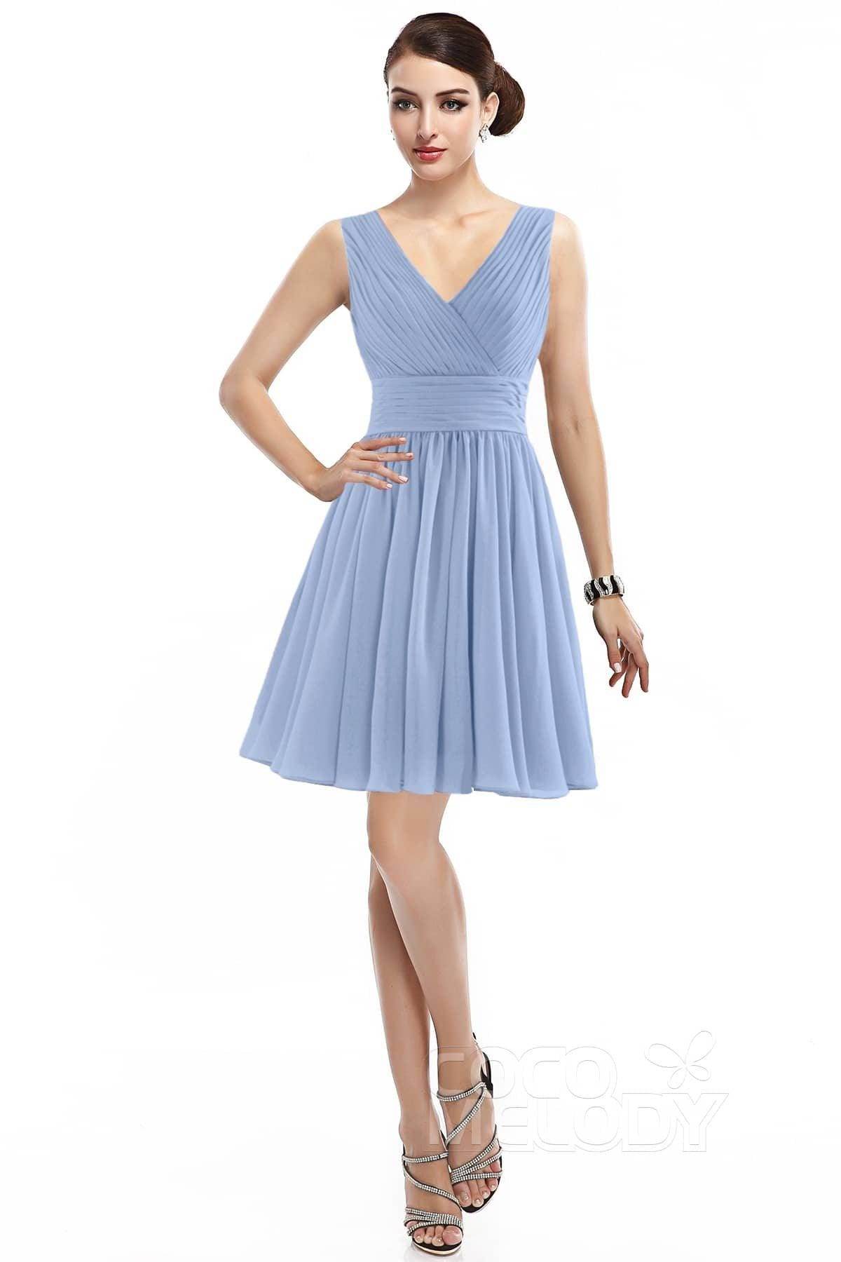 A-Line Short Mini Chiffon Bridesmaid Dress COZK14019 - COCOMELODY
