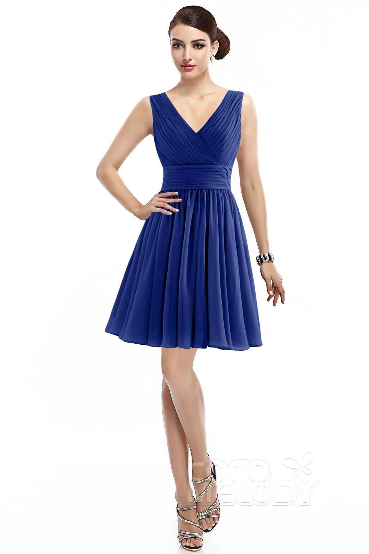 A-Line Short Mini Chiffon Bridesmaid Dress COZK14019 - COCOMELODY