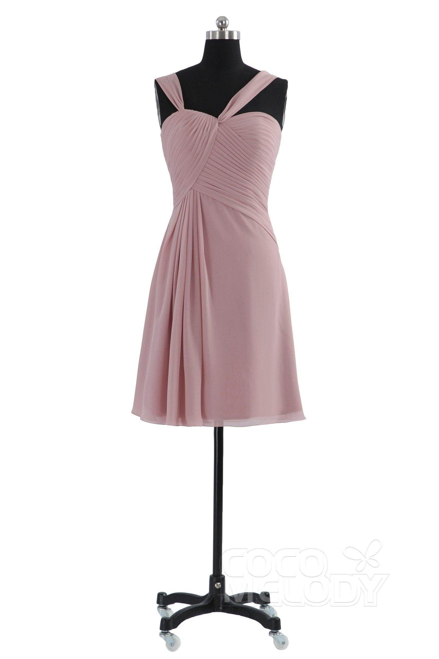 A-Line Knee Length Chiffon Bridesmaid Dress COZK1401A - COCOMELODY