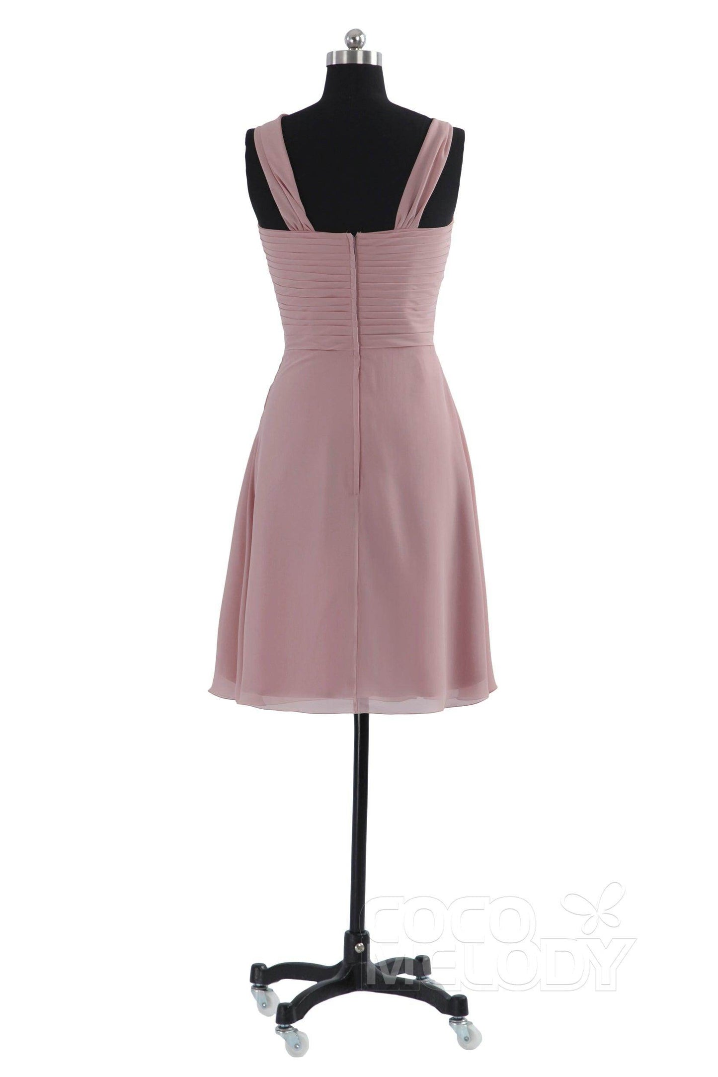 A-Line Knee Length Chiffon Bridesmaid Dress COZK1401A - COCOMELODY