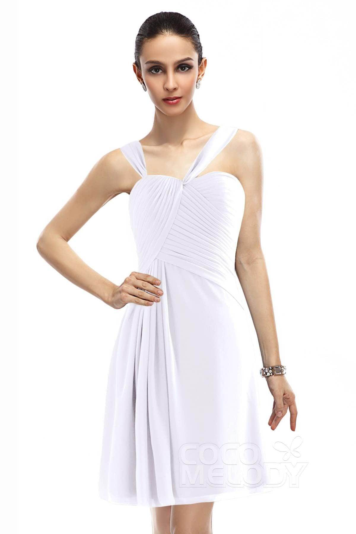 A-Line Knee Length Chiffon Bridesmaid Dress COZK1401A - COCOMELODY