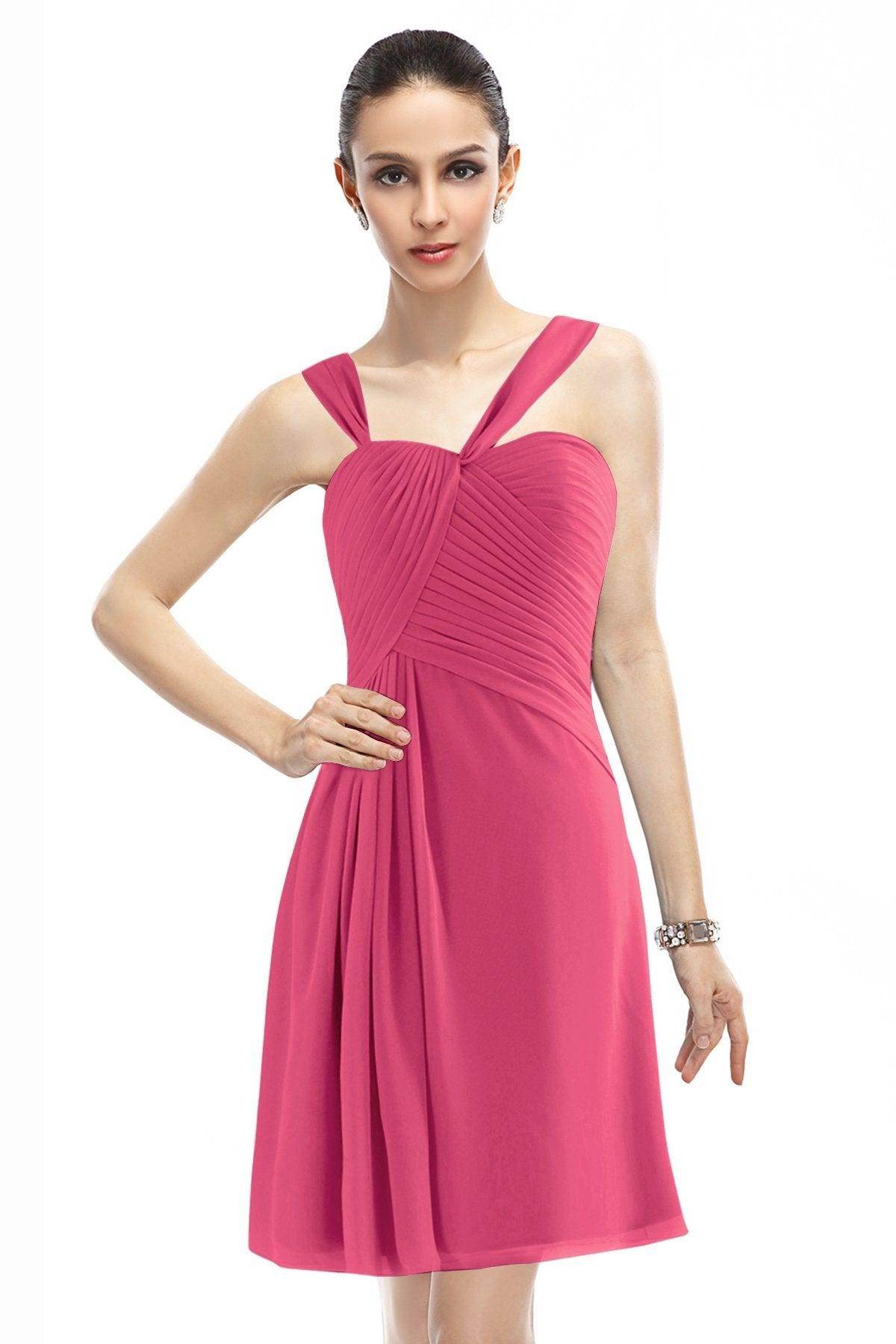 A-Line Knee Length Chiffon Bridesmaid Dress COZK1401A - COCOMELODY