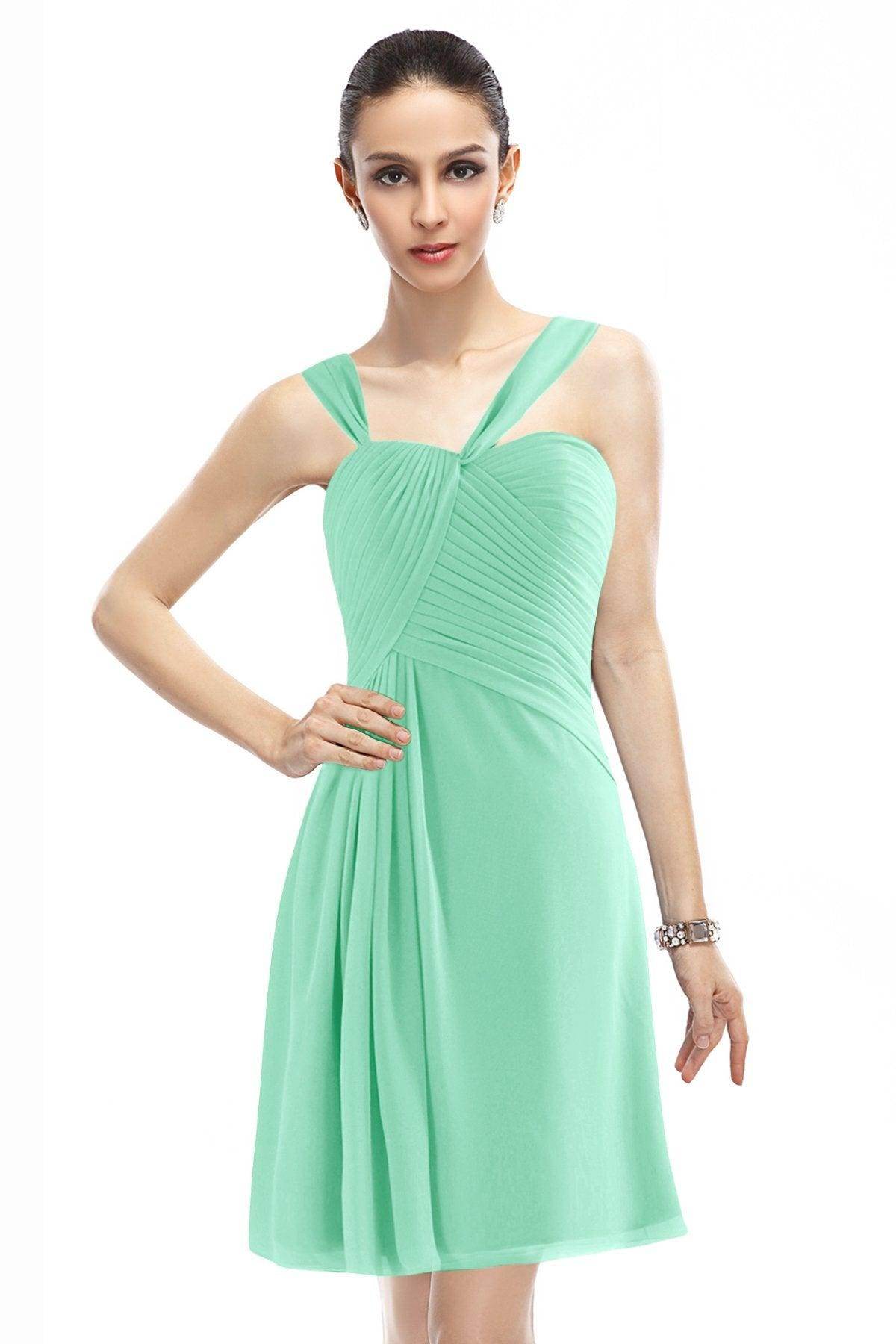 A-Line Knee Length Chiffon Bridesmaid Dress COZK1401A - COCOMELODY