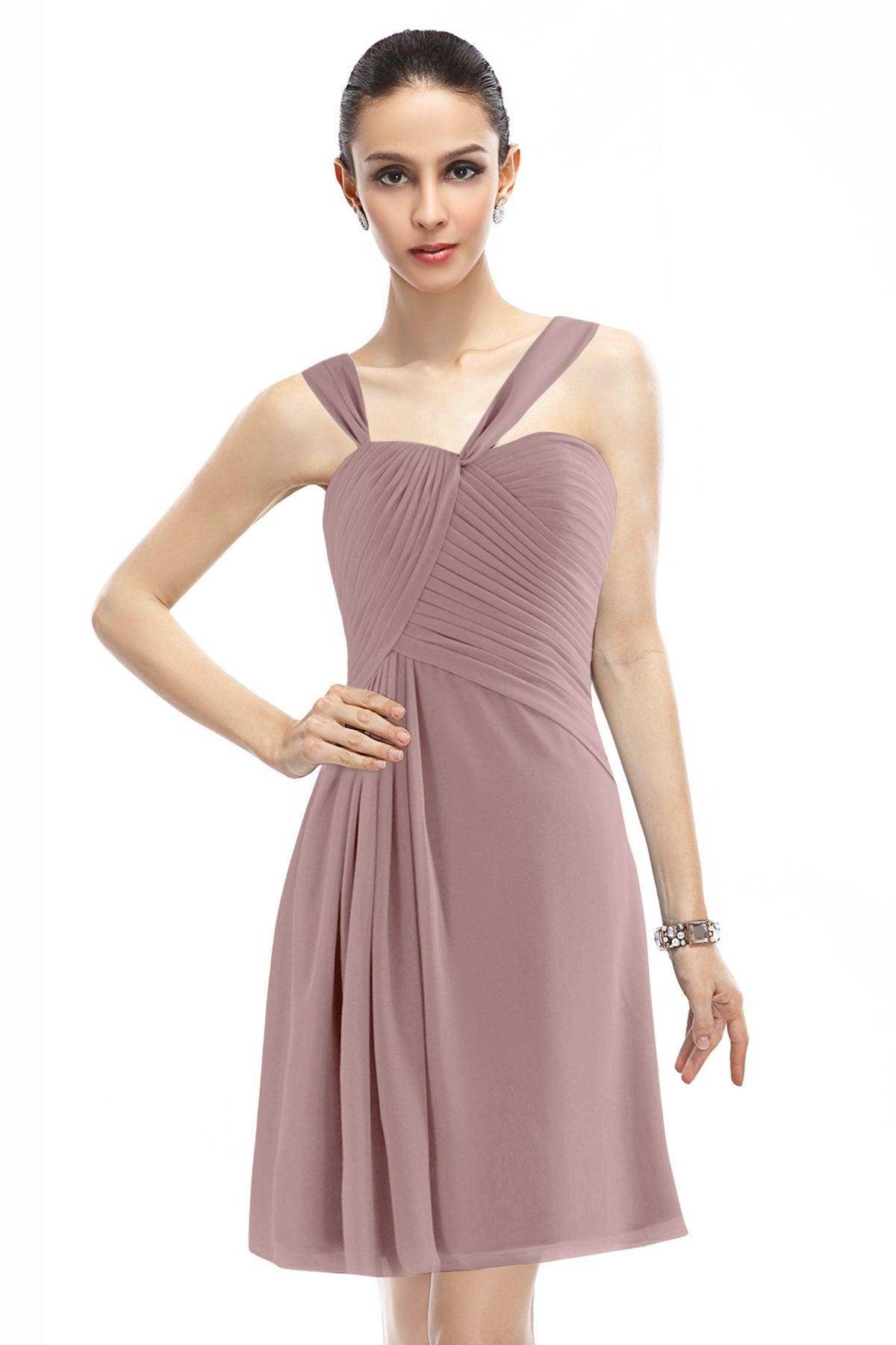A-Line Knee Length Chiffon Bridesmaid Dress COZK1401A - COCOMELODY