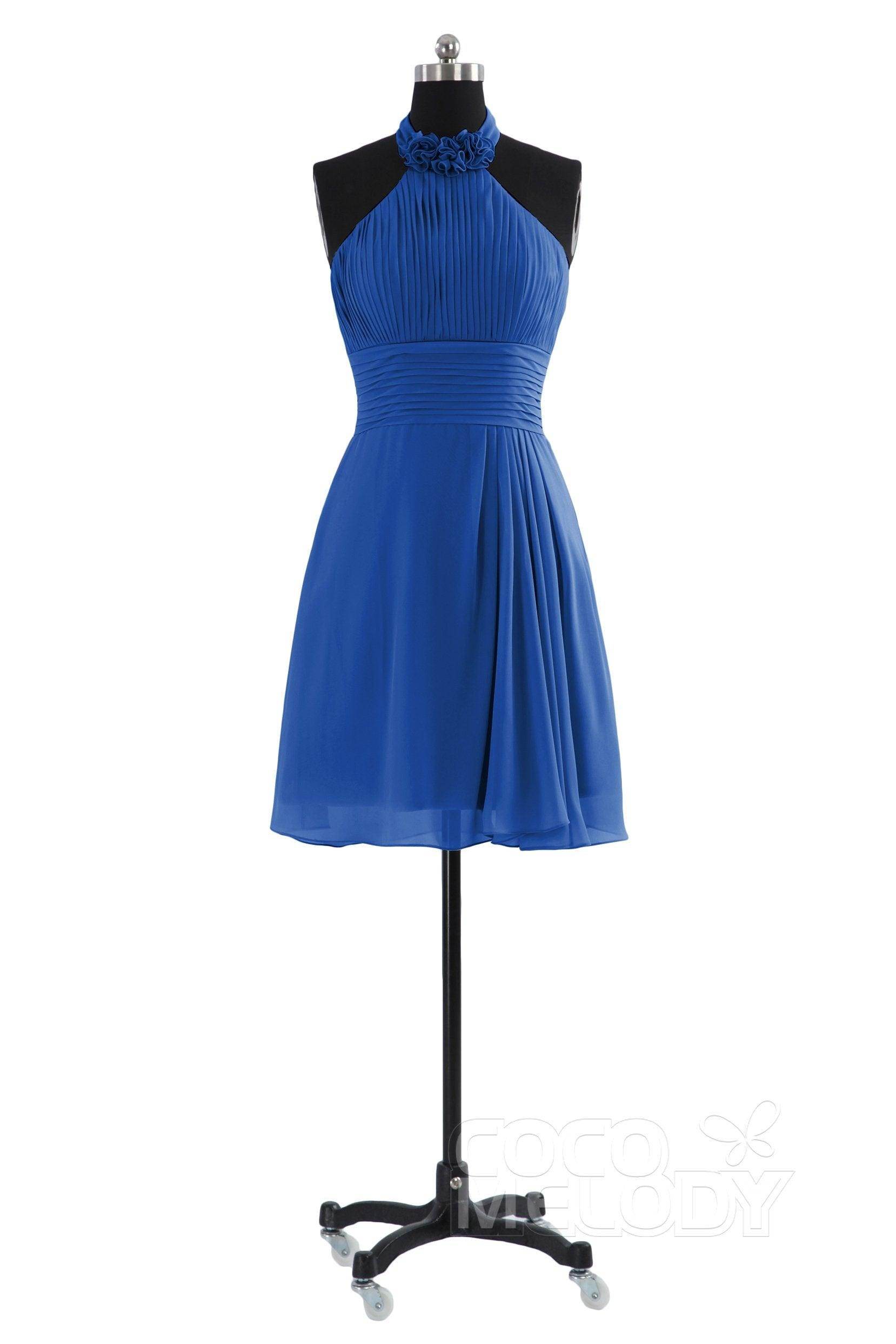 A-Line Short-Mini Chiffon Bridesmaid Dress COZK1401B - COCOMELODY