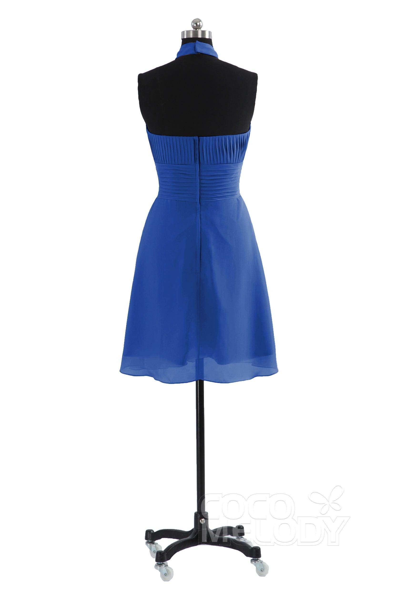 A-Line Short-Mini Chiffon Bridesmaid Dress COZK1401B - COCOMELODY