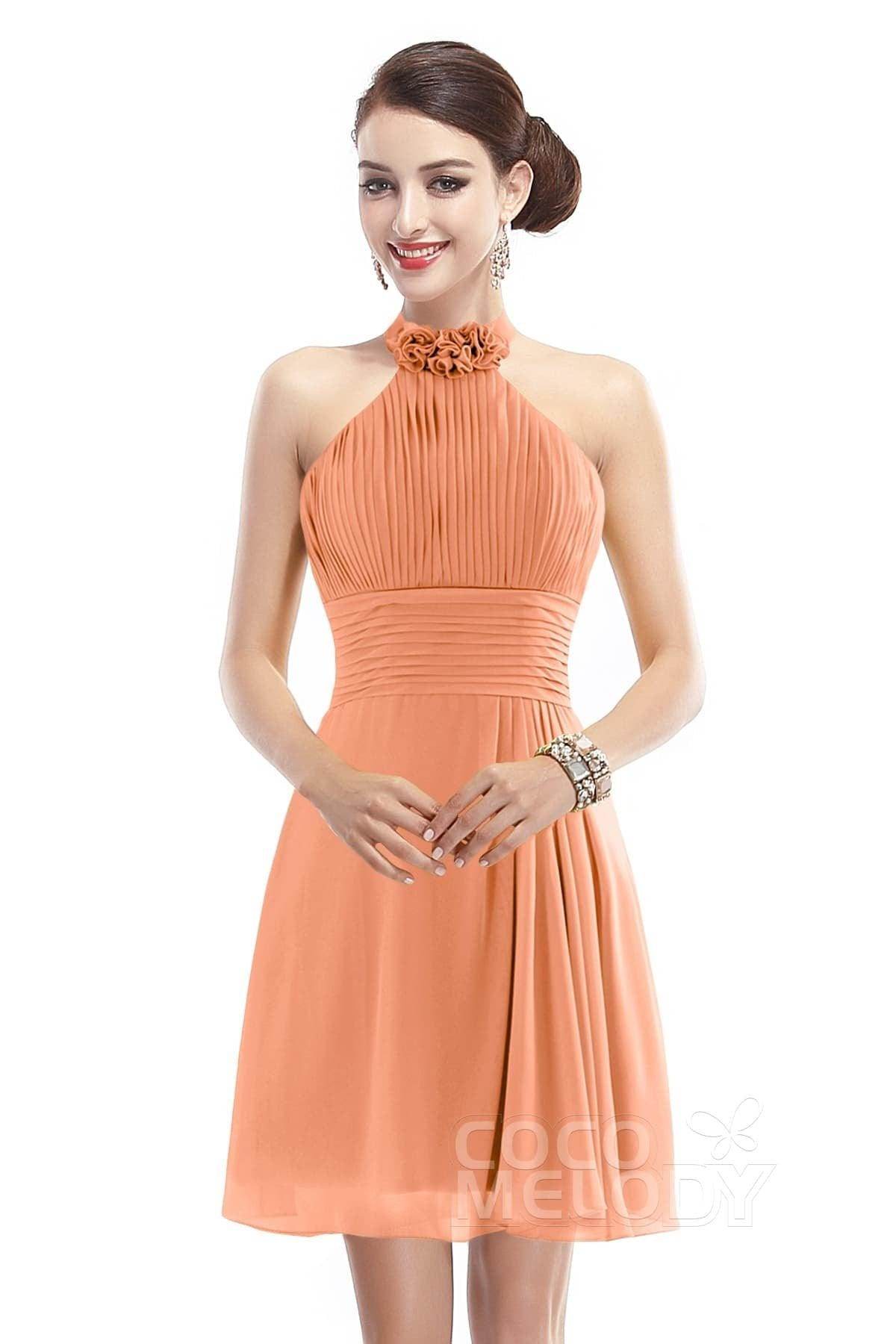 A-Line Short-Mini Chiffon Bridesmaid Dress COZK1401B - COCOMELODY