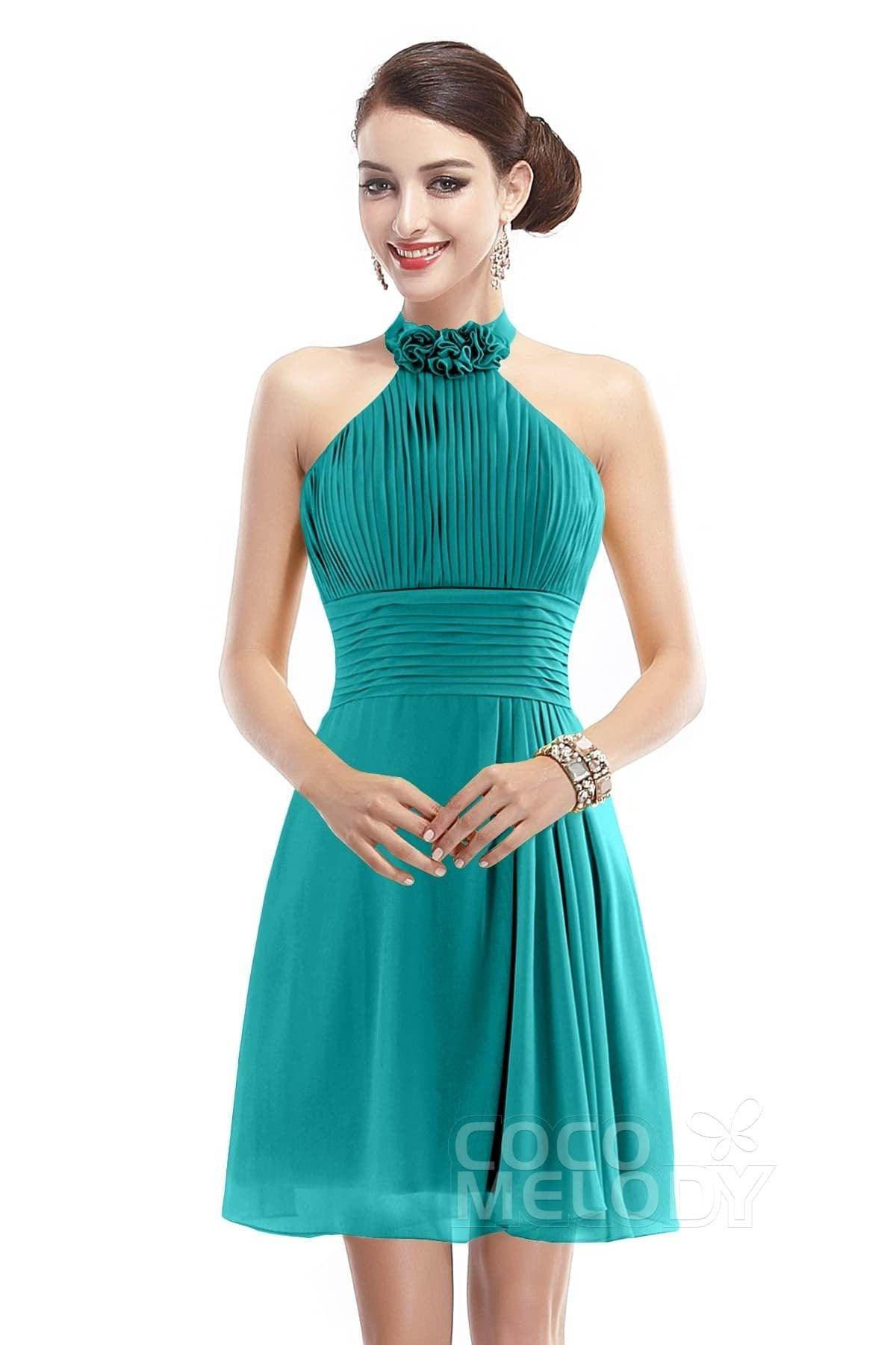 A-Line Short-Mini Chiffon Bridesmaid Dress COZK1401B - COCOMELODY