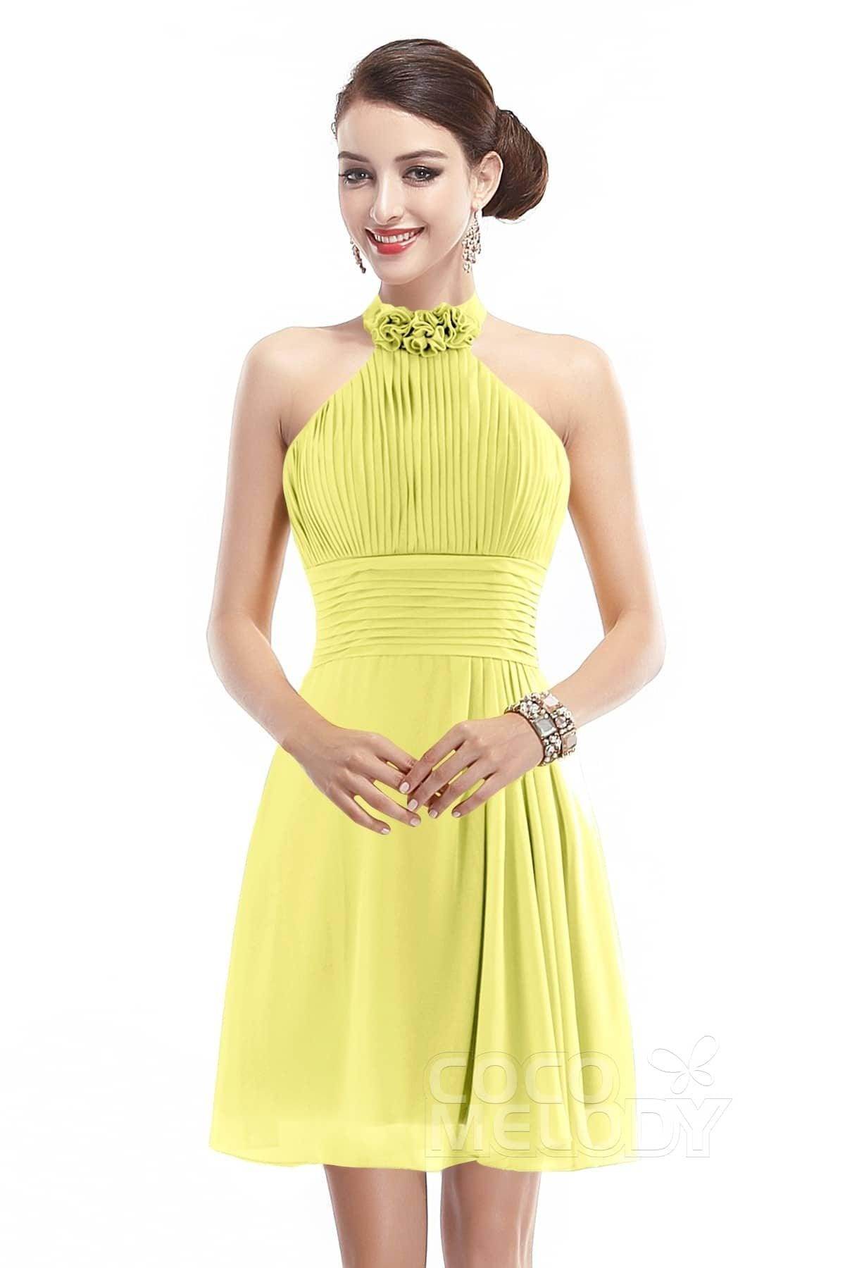 A-Line Short-Mini Chiffon Bridesmaid Dress COZK1401B - COCOMELODY