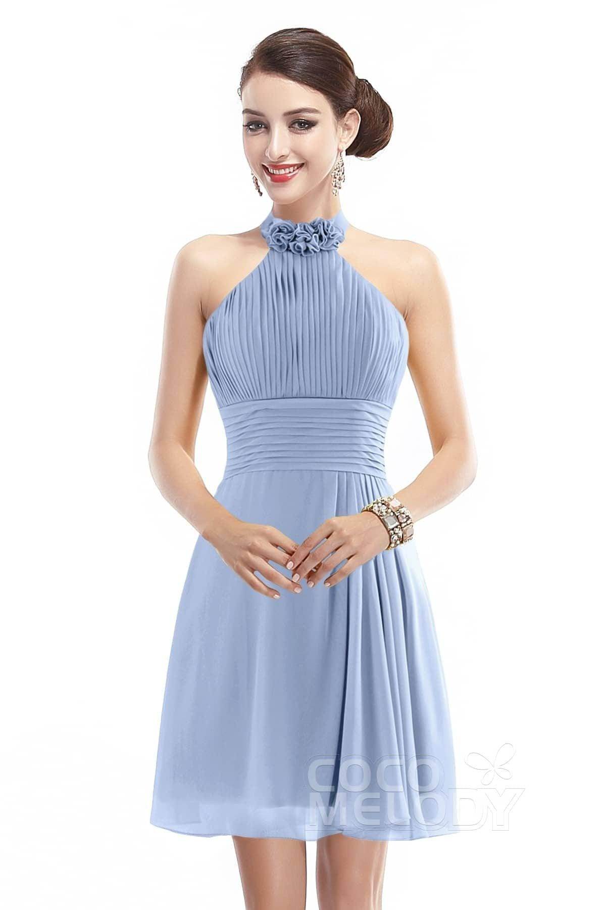 A-Line Short-Mini Chiffon Bridesmaid Dress COZK1401B - COCOMELODY