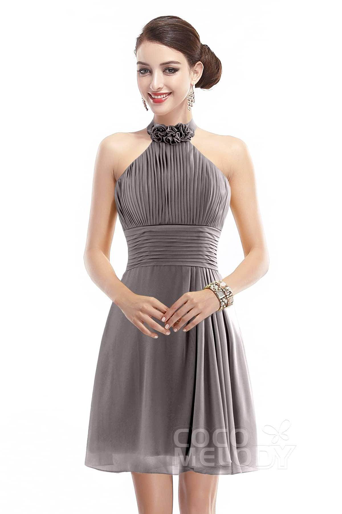 A-Line Short-Mini Chiffon Bridesmaid Dress COZK1401B - COCOMELODY