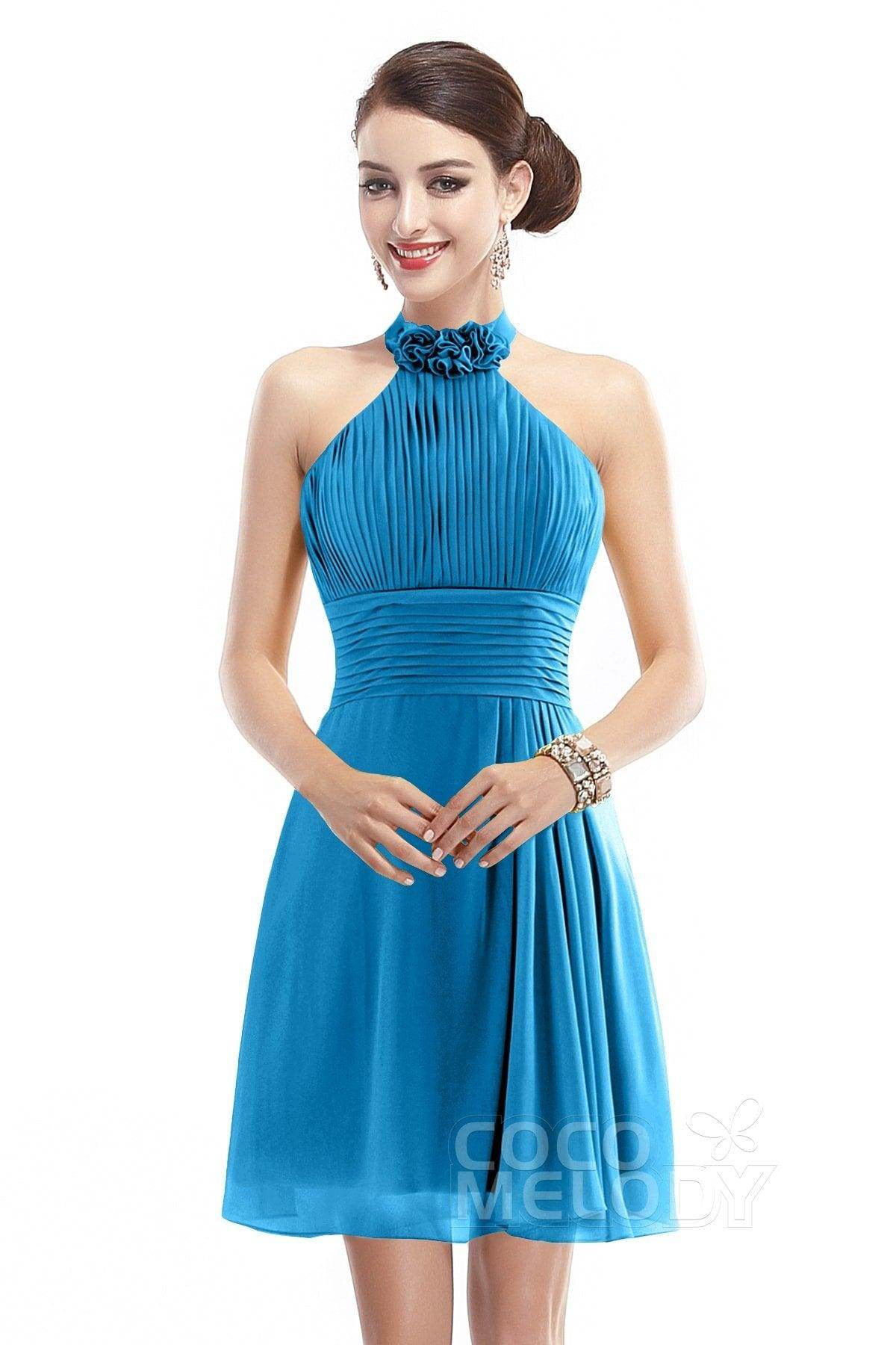 A-Line Short-Mini Chiffon Bridesmaid Dress COZK1401B - COCOMELODY