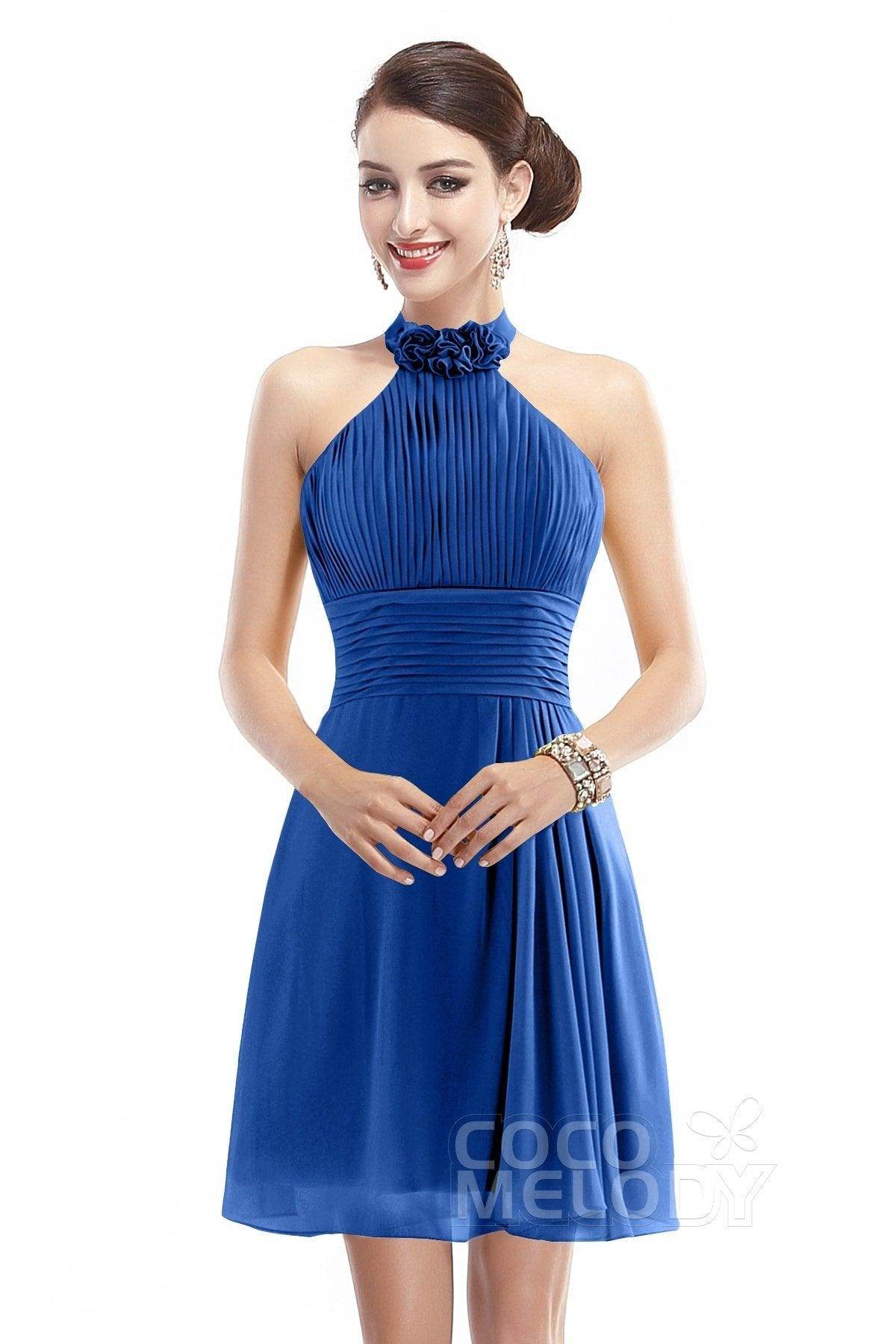 A-Line Short-Mini Chiffon Bridesmaid Dress COZK1401B - COCOMELODY