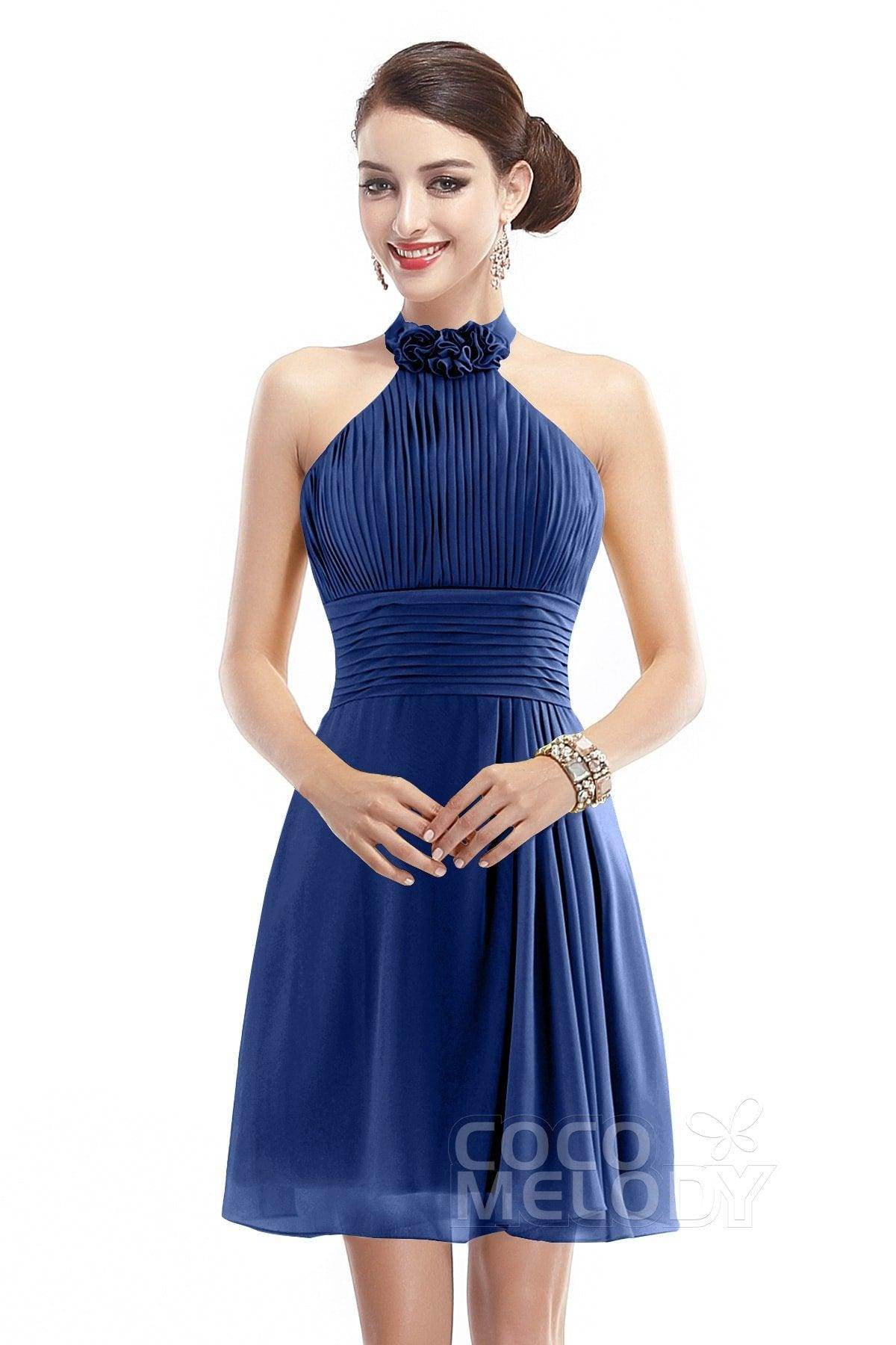 A-Line Short-Mini Chiffon Bridesmaid Dress COZK1401B - COCOMELODY
