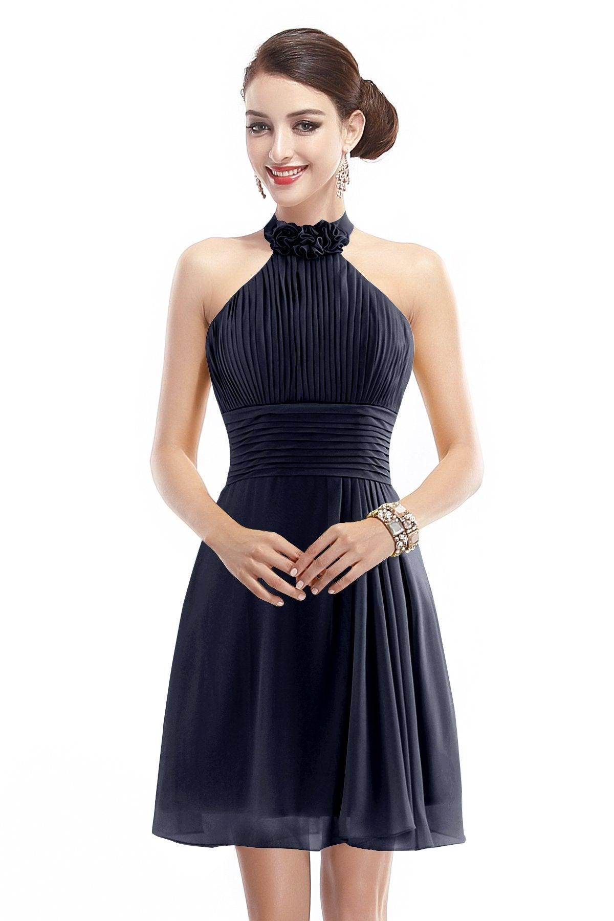 A-Line Short-Mini Chiffon Bridesmaid Dress COZK1401B - COCOMELODY