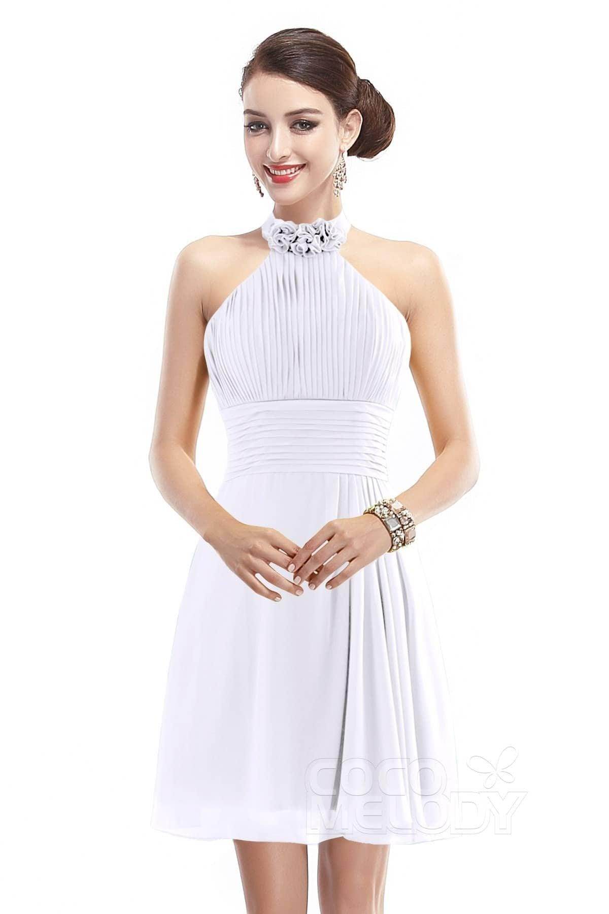 A-Line Short-Mini Chiffon Bridesmaid Dress COZK1401B - COCOMELODY