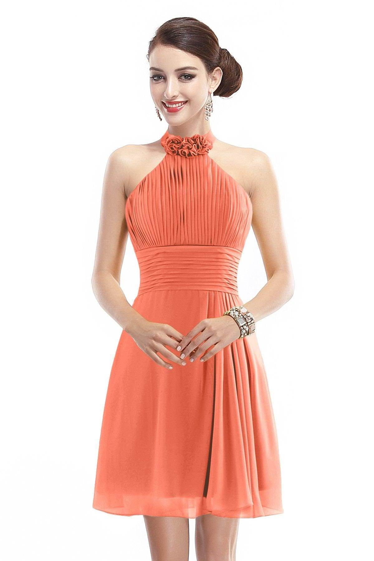 A-Line Short-Mini Chiffon Bridesmaid Dress COZK1401B - COCOMELODY