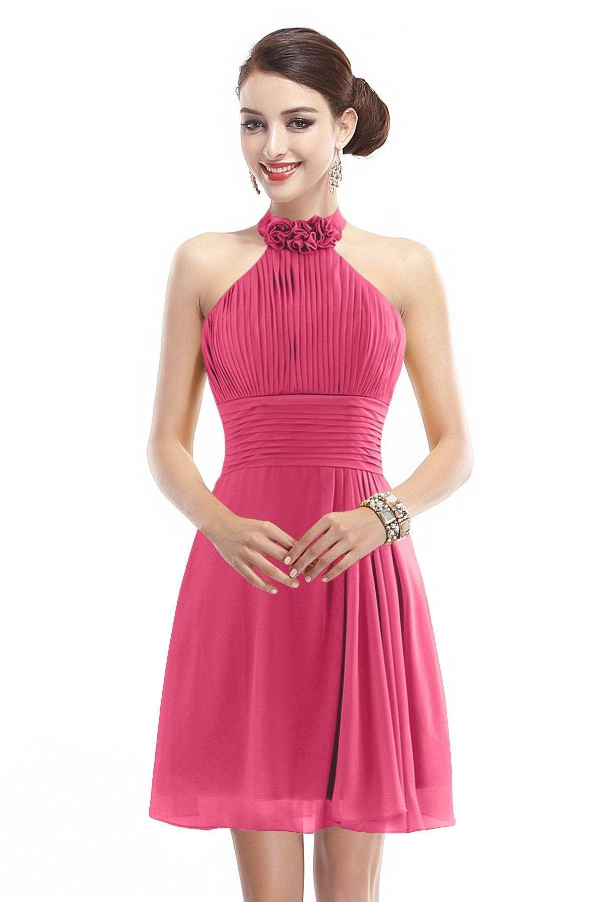 A-Line Short-Mini Chiffon Bridesmaid Dress COZK1401B - COCOMELODY
