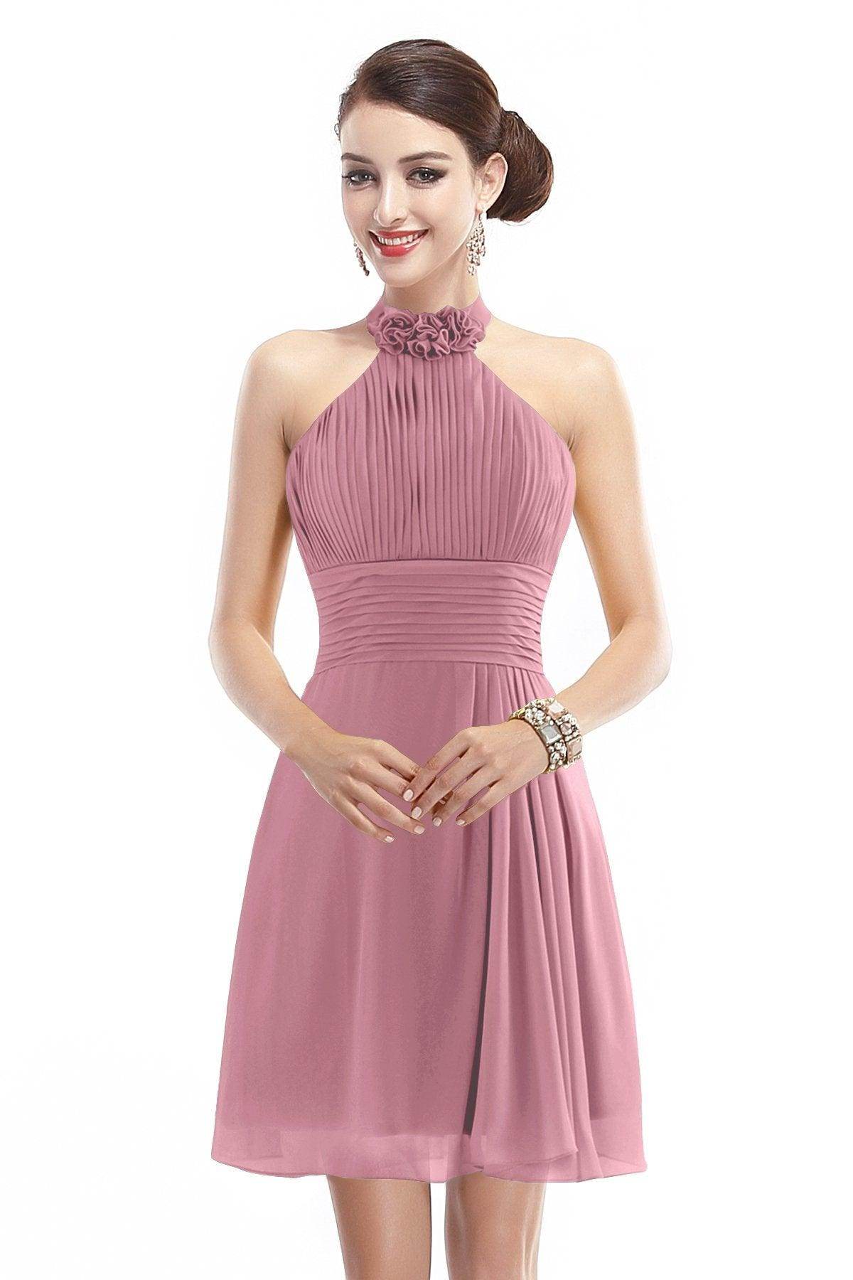 A-Line Short-Mini Chiffon Bridesmaid Dress COZK1401B - COCOMELODY