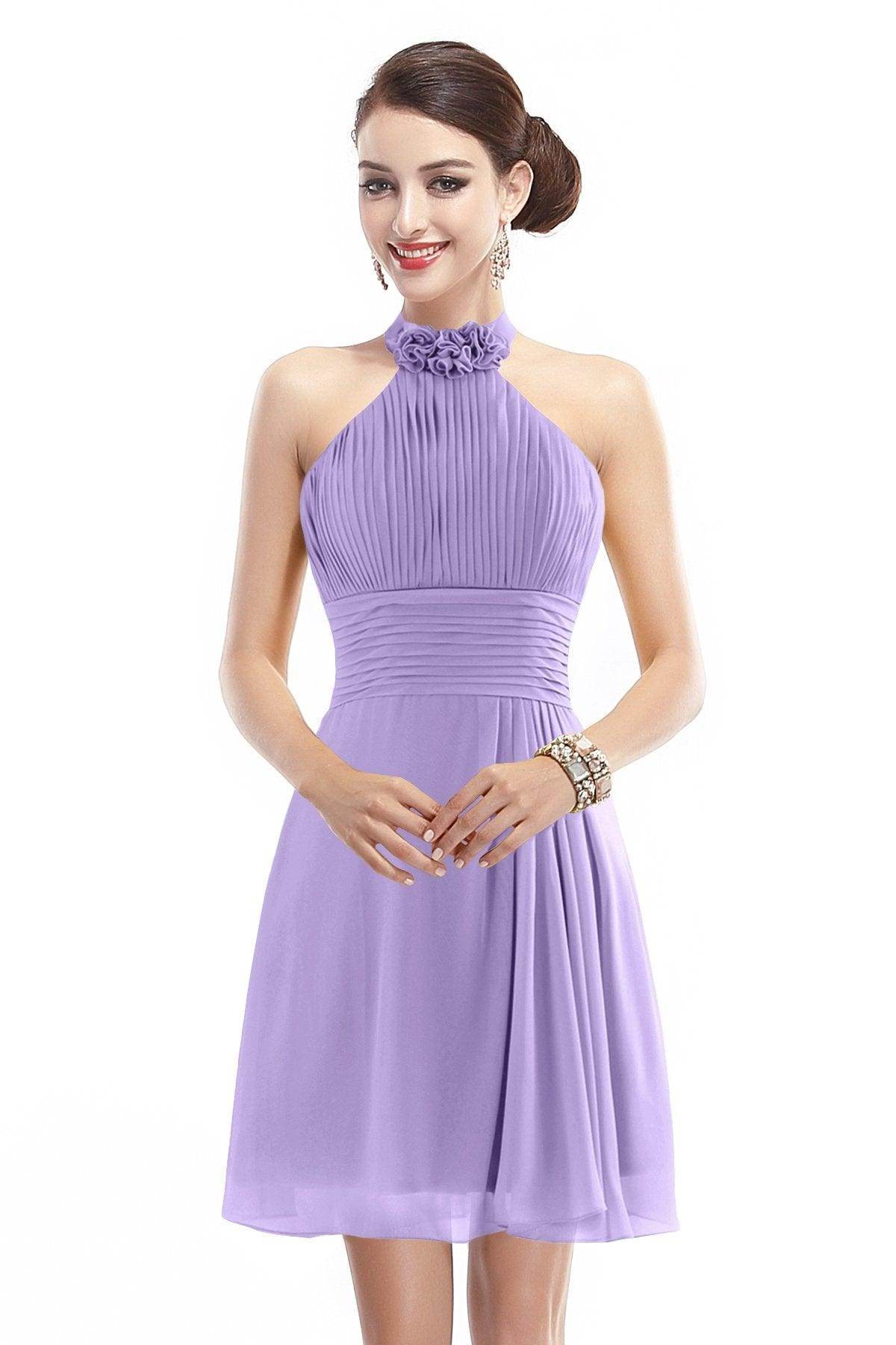 A-Line Short-Mini Chiffon Bridesmaid Dress COZK1401B - COCOMELODY