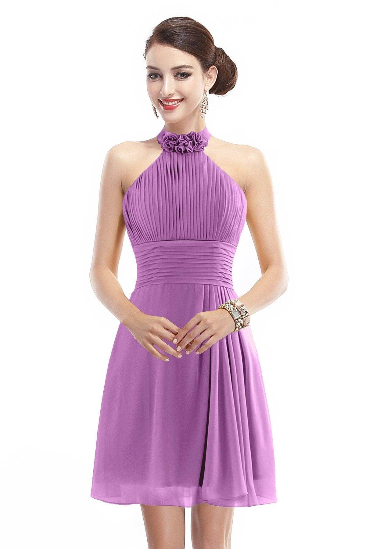 A-Line Short-Mini Chiffon Bridesmaid Dress COZK1401B - COCOMELODY