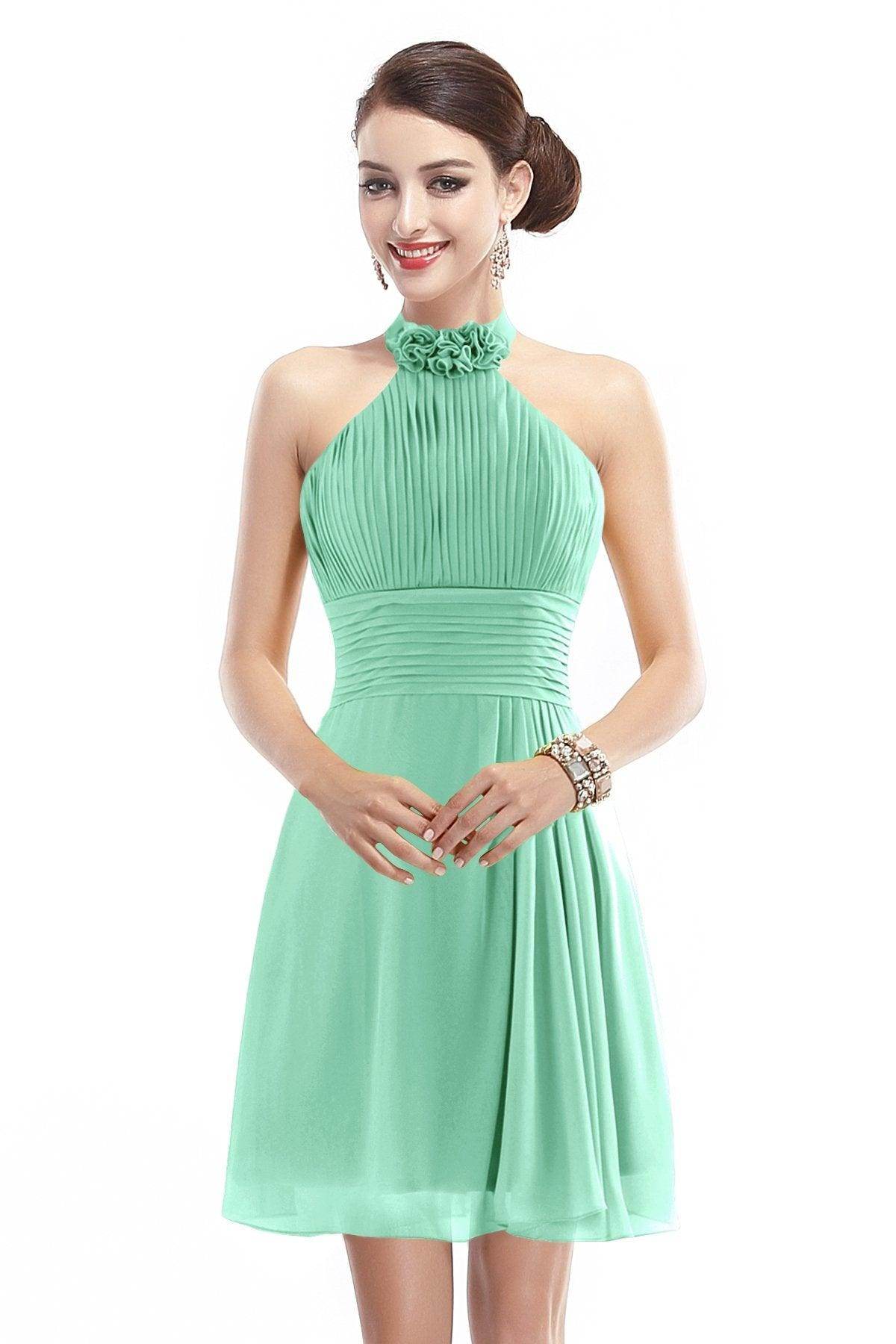 A-Line Short-Mini Chiffon Bridesmaid Dress COZK1401B - COCOMELODY