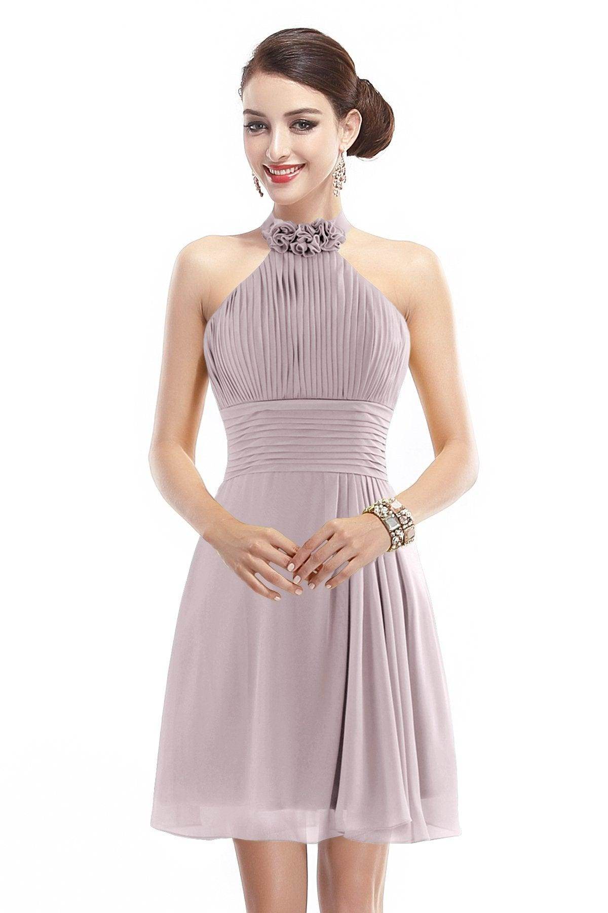 A-Line Short-Mini Chiffon Bridesmaid Dress COZK1401B - COCOMELODY