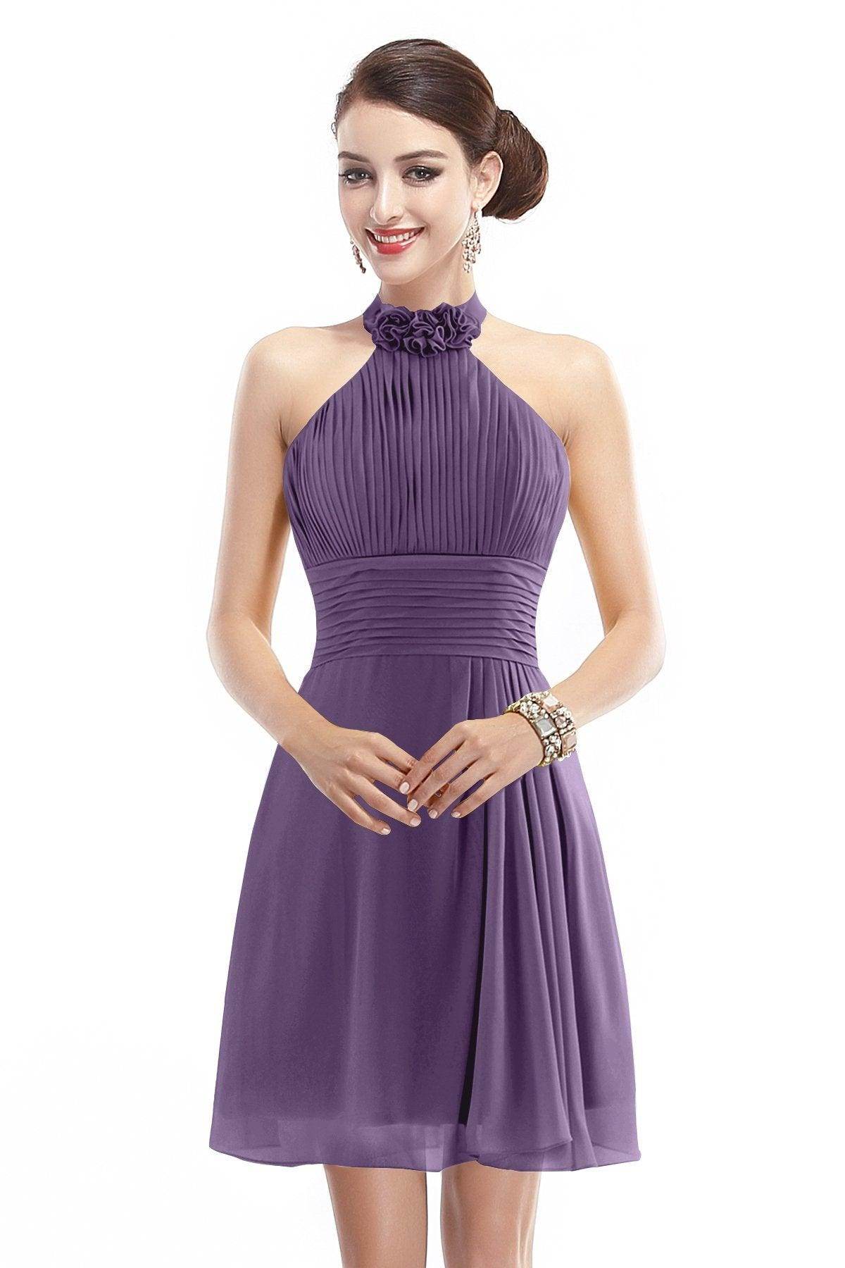 A-Line Short-Mini Chiffon Bridesmaid Dress COZK1401B - COCOMELODY