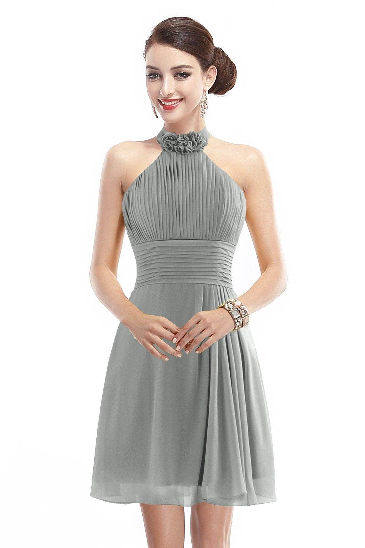 A-Line Short-Mini Chiffon Bridesmaid Dress COZK1401B - COCOMELODY