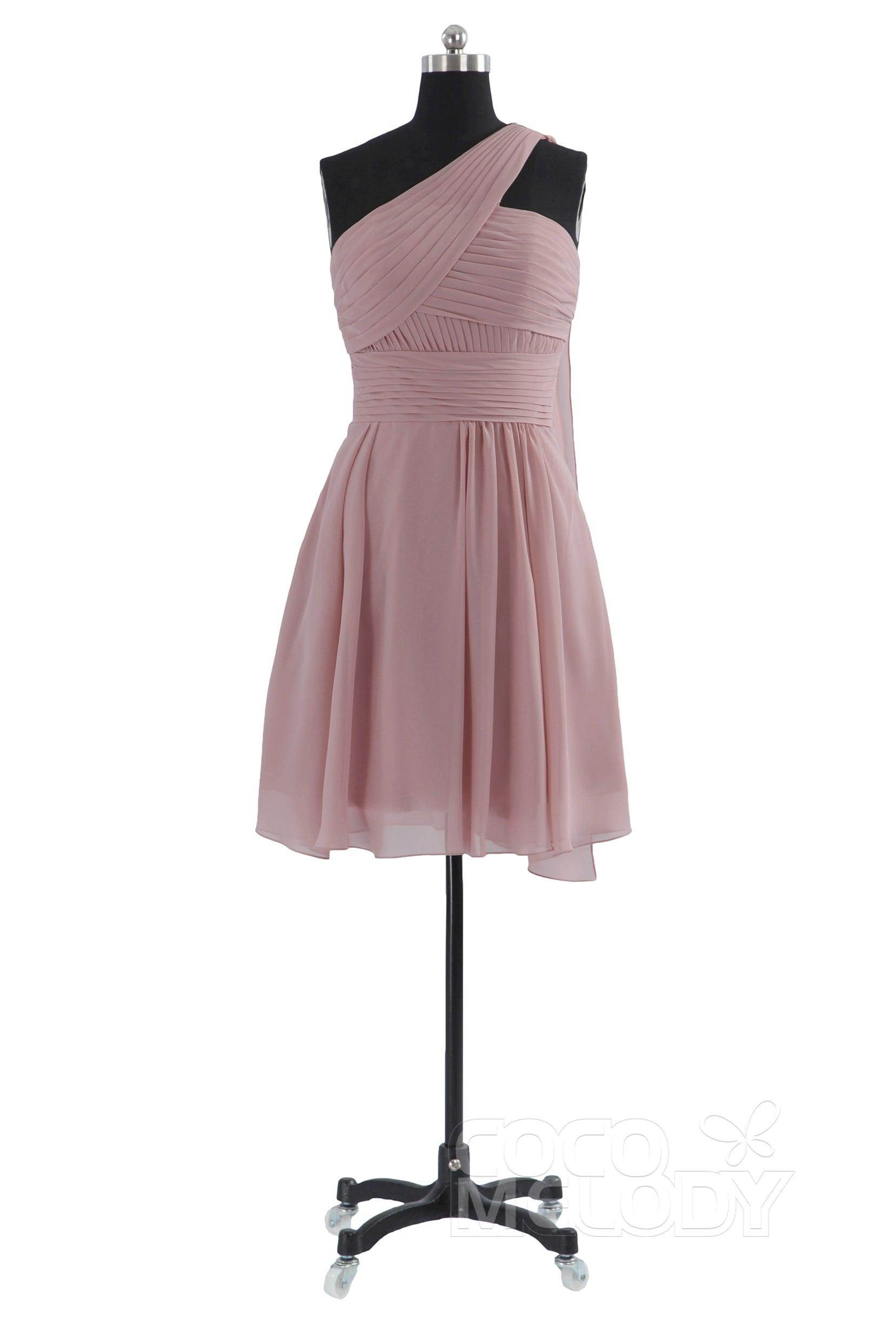 A-Line Knee Length Chiffon Bridesmaid Dress COZK1401C - COCOMELODY