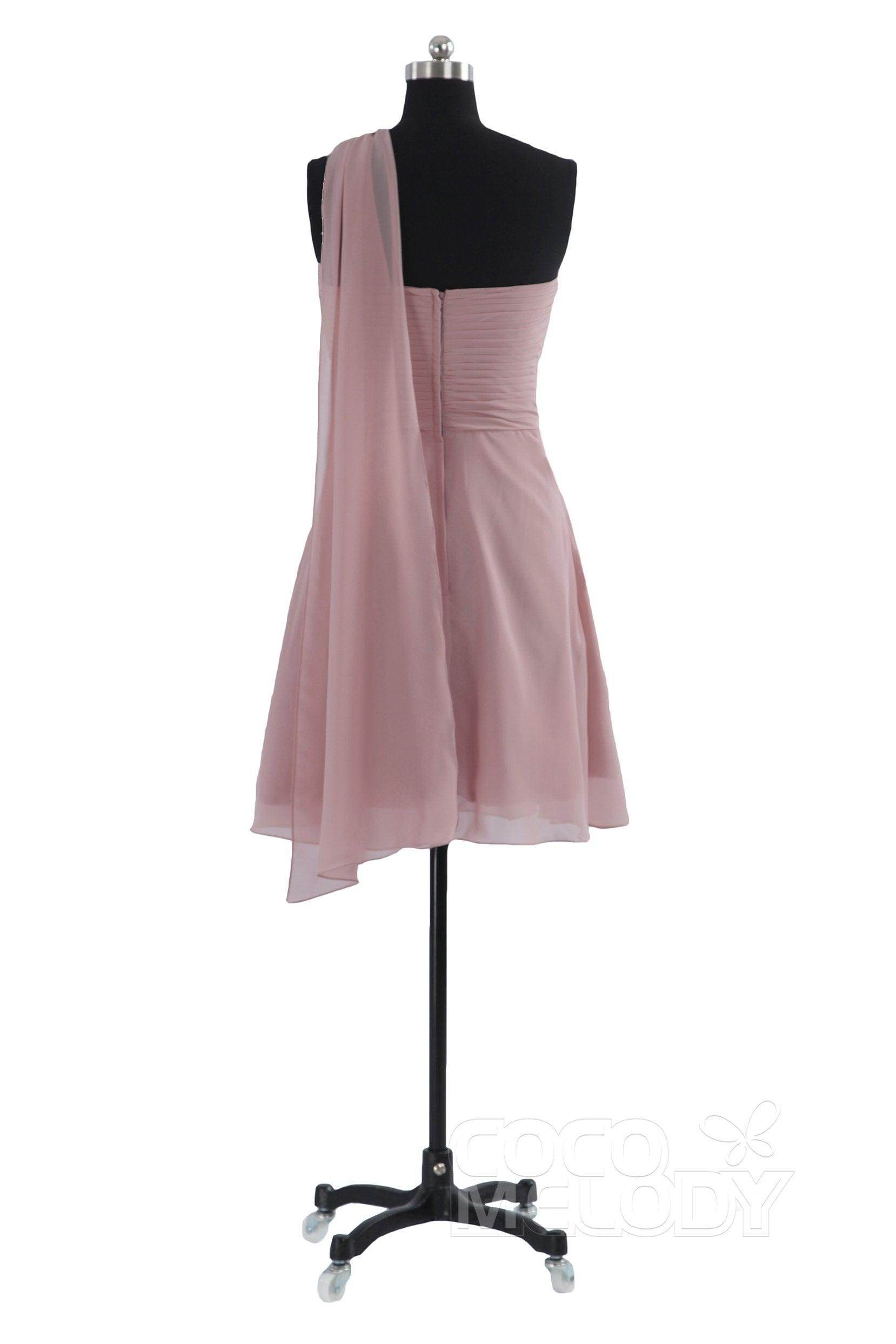 A-Line Knee Length Chiffon Bridesmaid Dress COZK1401C - COCOMELODY