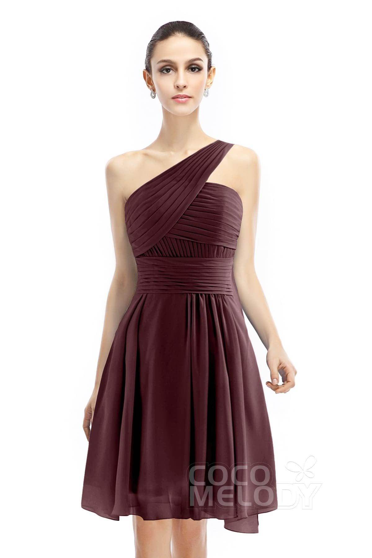 A-Line Knee Length Chiffon Bridesmaid Dress COZK1401C - COCOMELODY