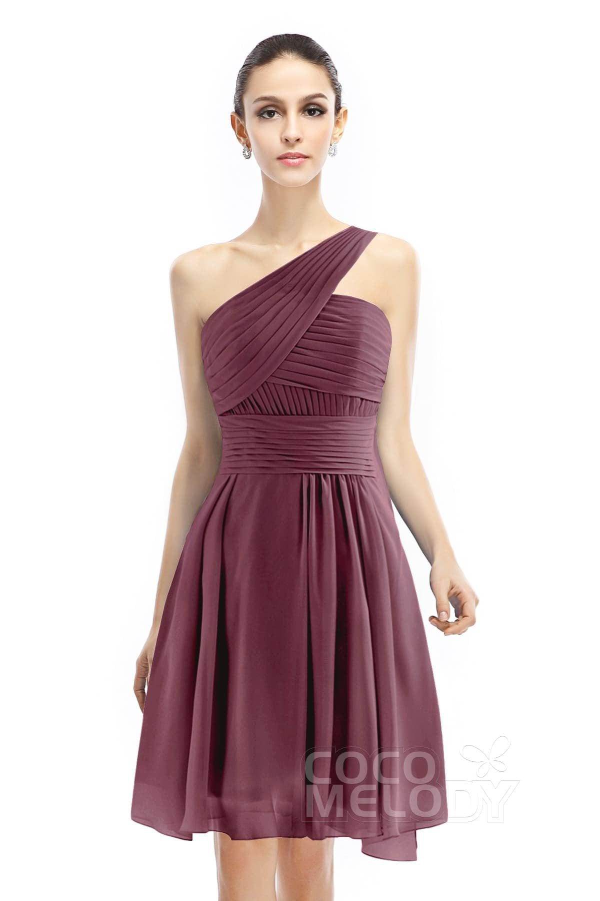 A-Line Knee Length Chiffon Bridesmaid Dress COZK1401C - COCOMELODY