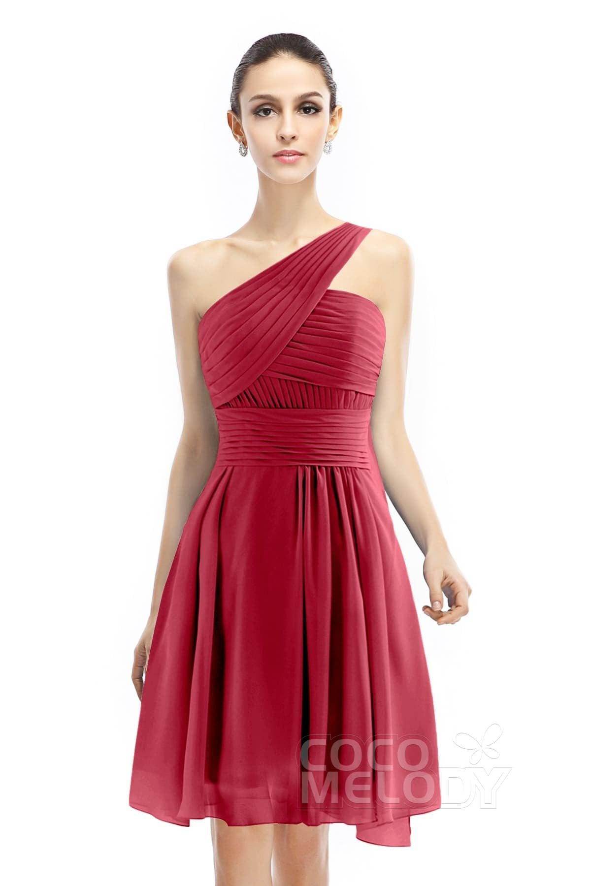 A-Line Knee Length Chiffon Bridesmaid Dress COZK1401C - COCOMELODY