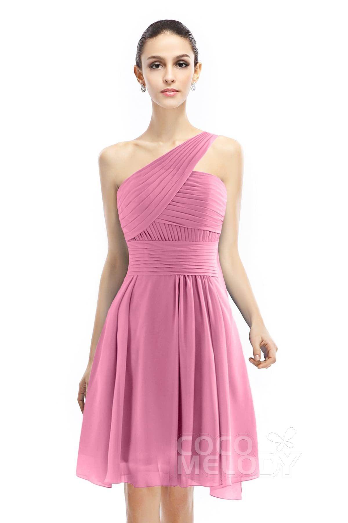 A-Line Knee Length Chiffon Bridesmaid Dress COZK1401C - COCOMELODY
