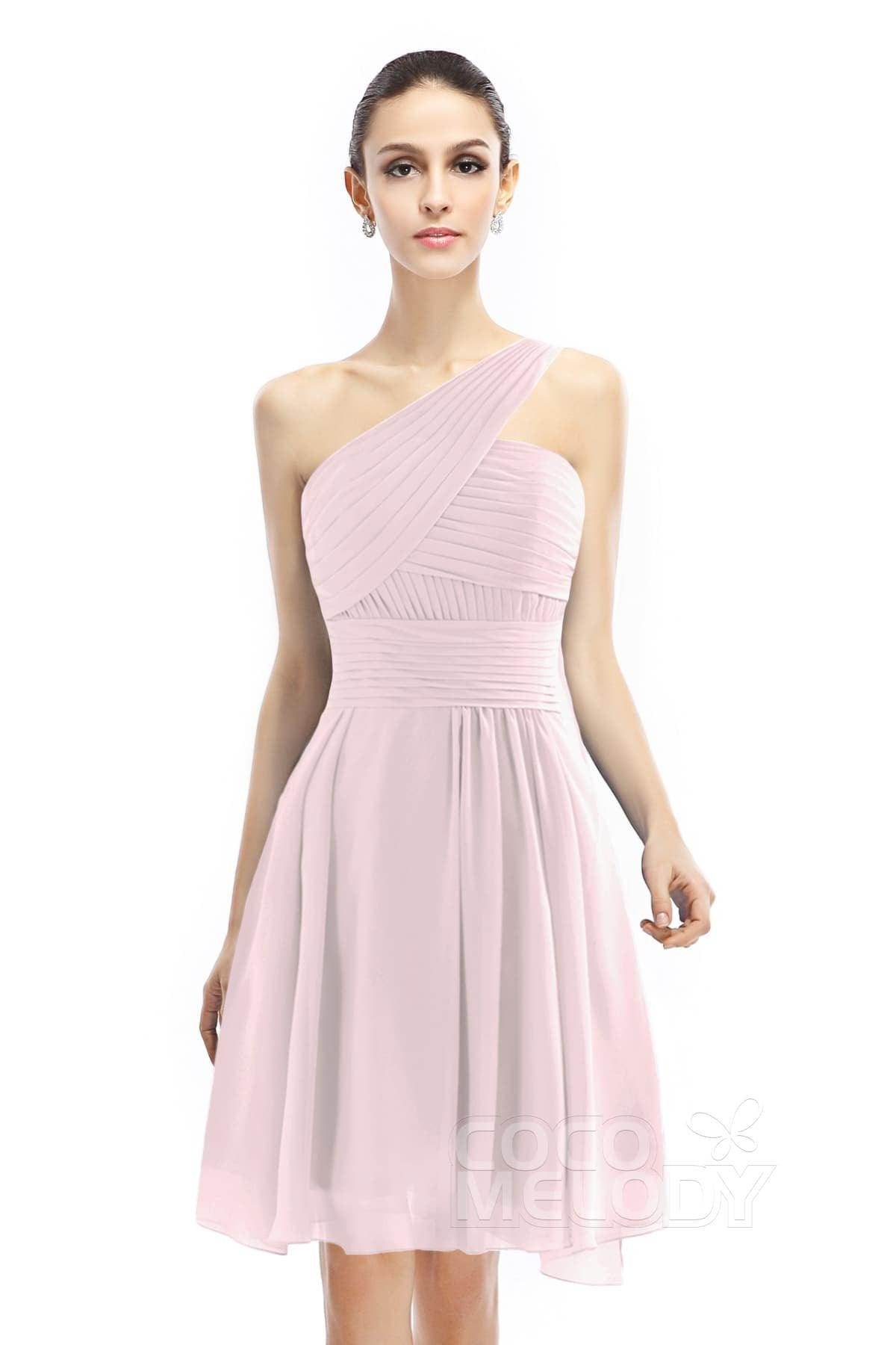 A-Line Knee Length Chiffon Bridesmaid Dress COZK1401C - COCOMELODY