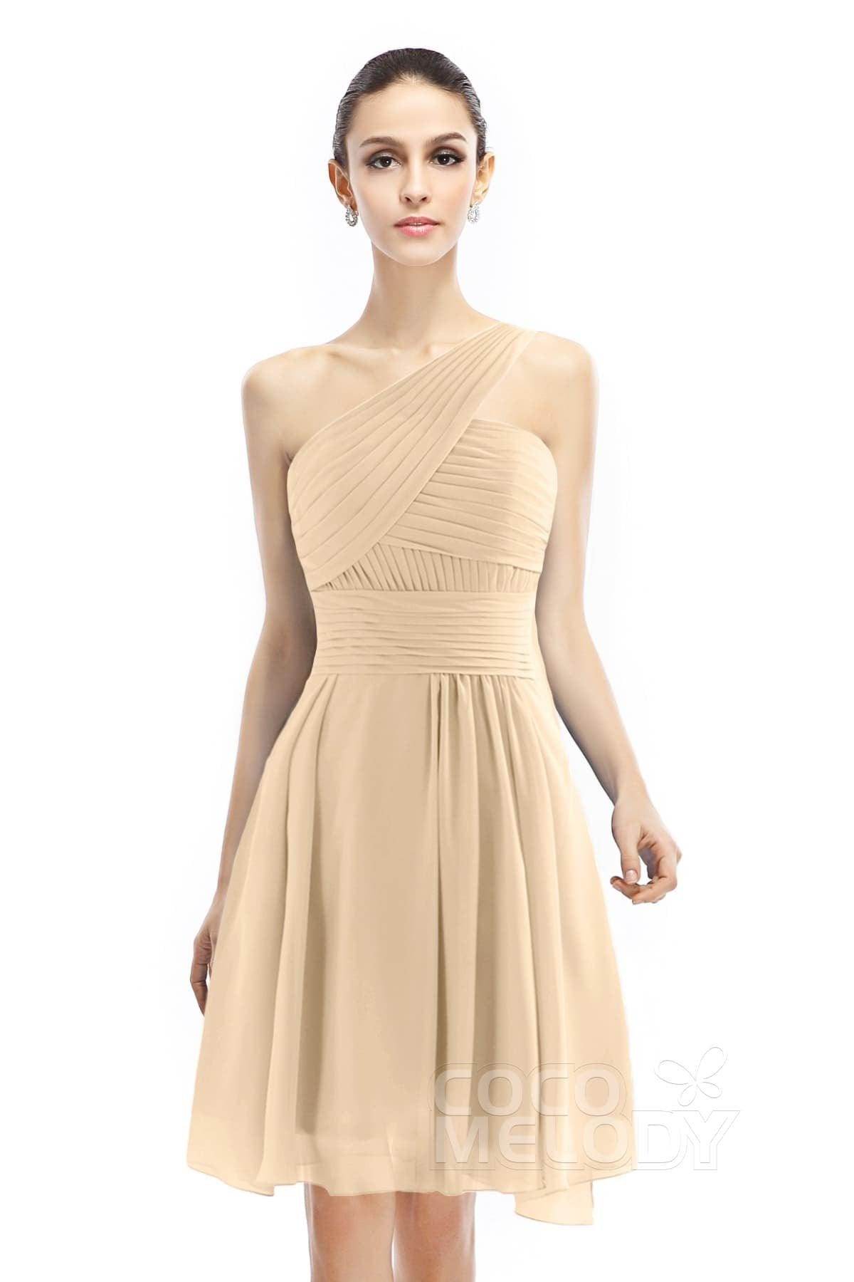 A-Line Knee Length Chiffon Bridesmaid Dress COZK1401C - COCOMELODY