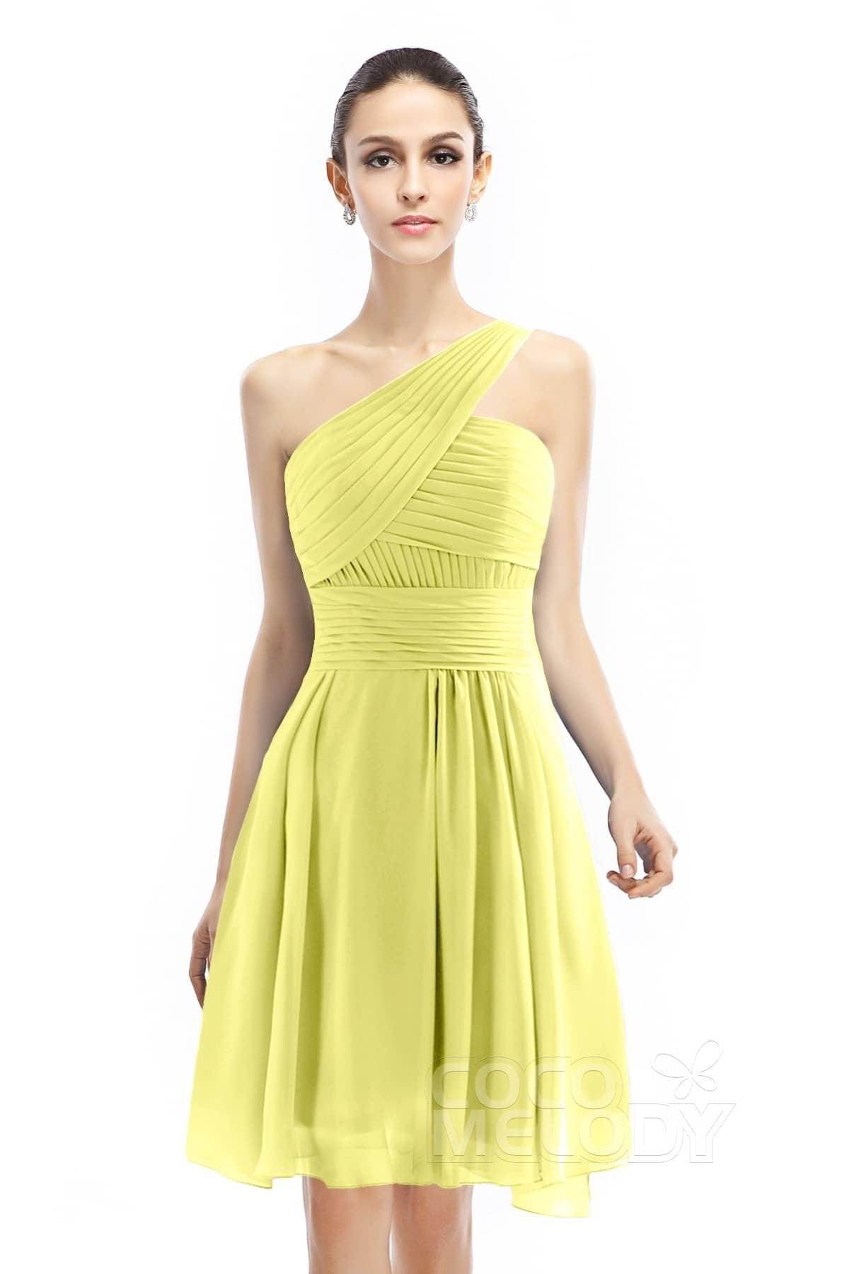 A-Line Knee Length Chiffon Bridesmaid Dress COZK1401C - COCOMELODY