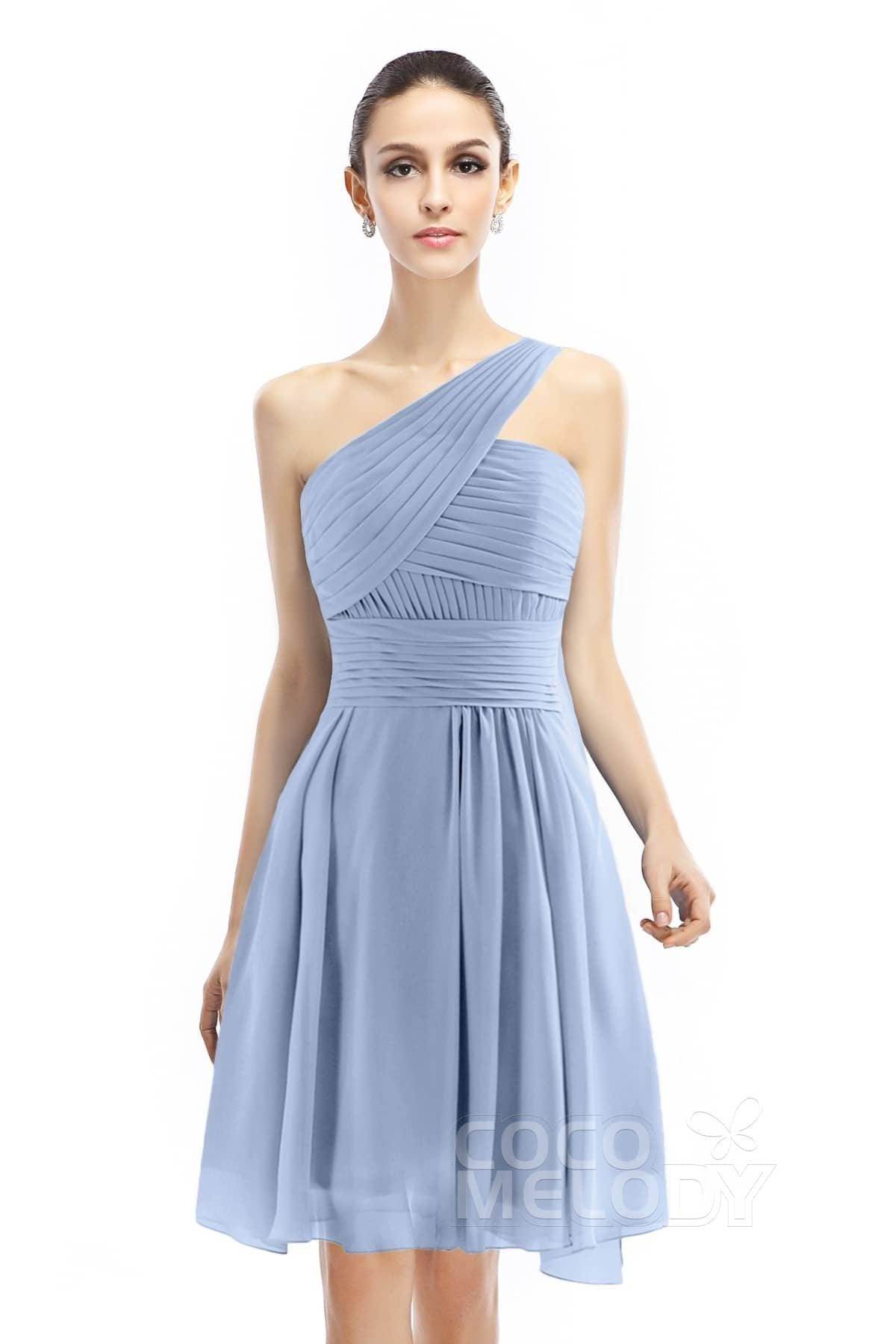 A-Line Knee Length Chiffon Bridesmaid Dress COZK1401C - COCOMELODY