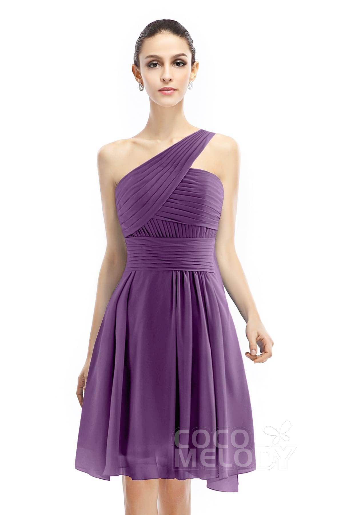 A-Line Knee Length Chiffon Bridesmaid Dress COZK1401C - COCOMELODY