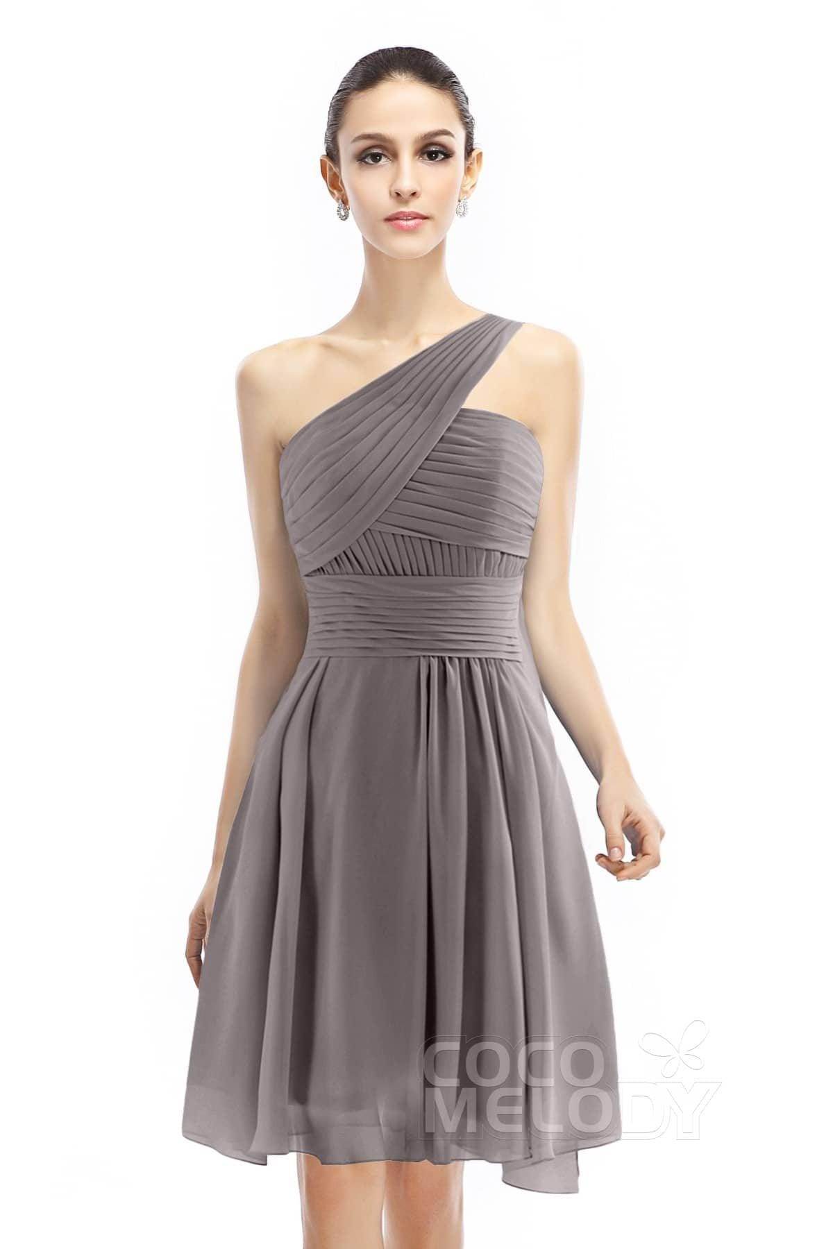 A-Line Knee Length Chiffon Bridesmaid Dress COZK1401C - COCOMELODY