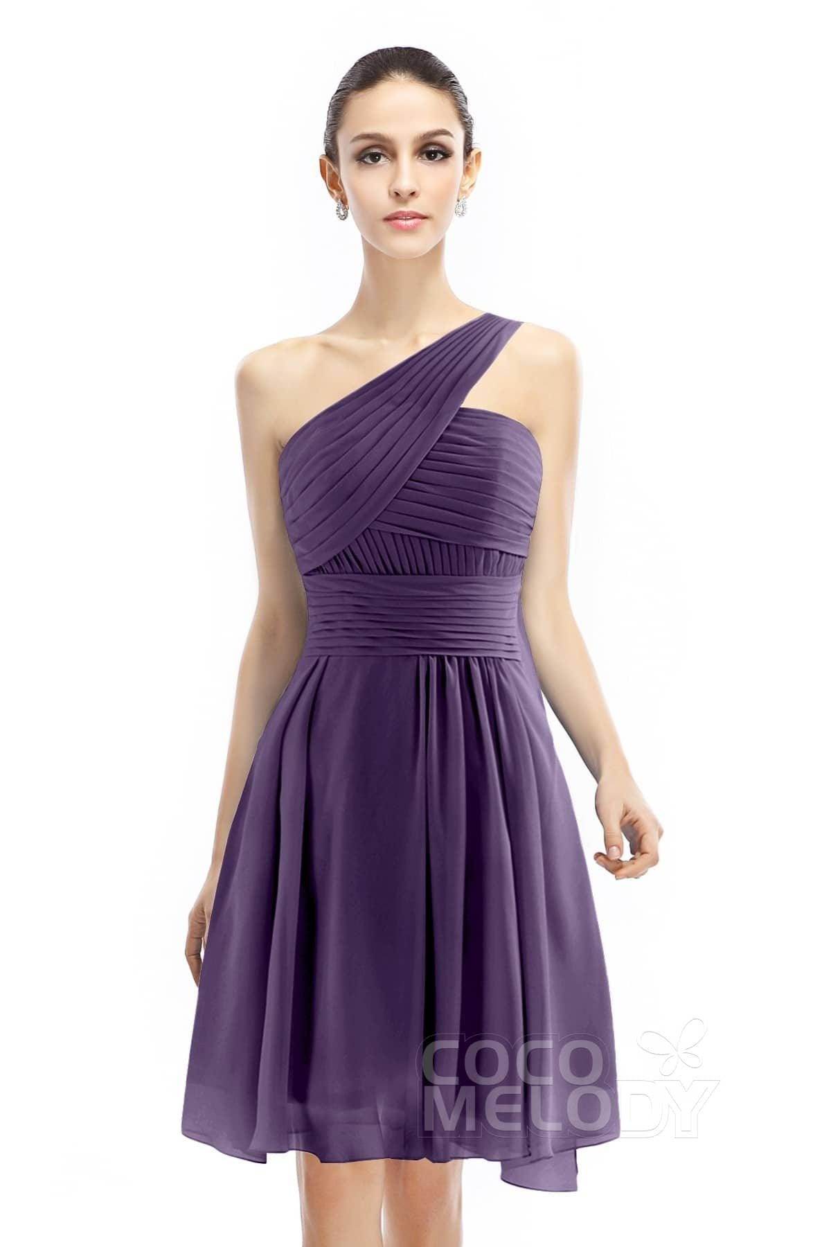 A-Line Knee Length Chiffon Bridesmaid Dress COZK1401C - COCOMELODY