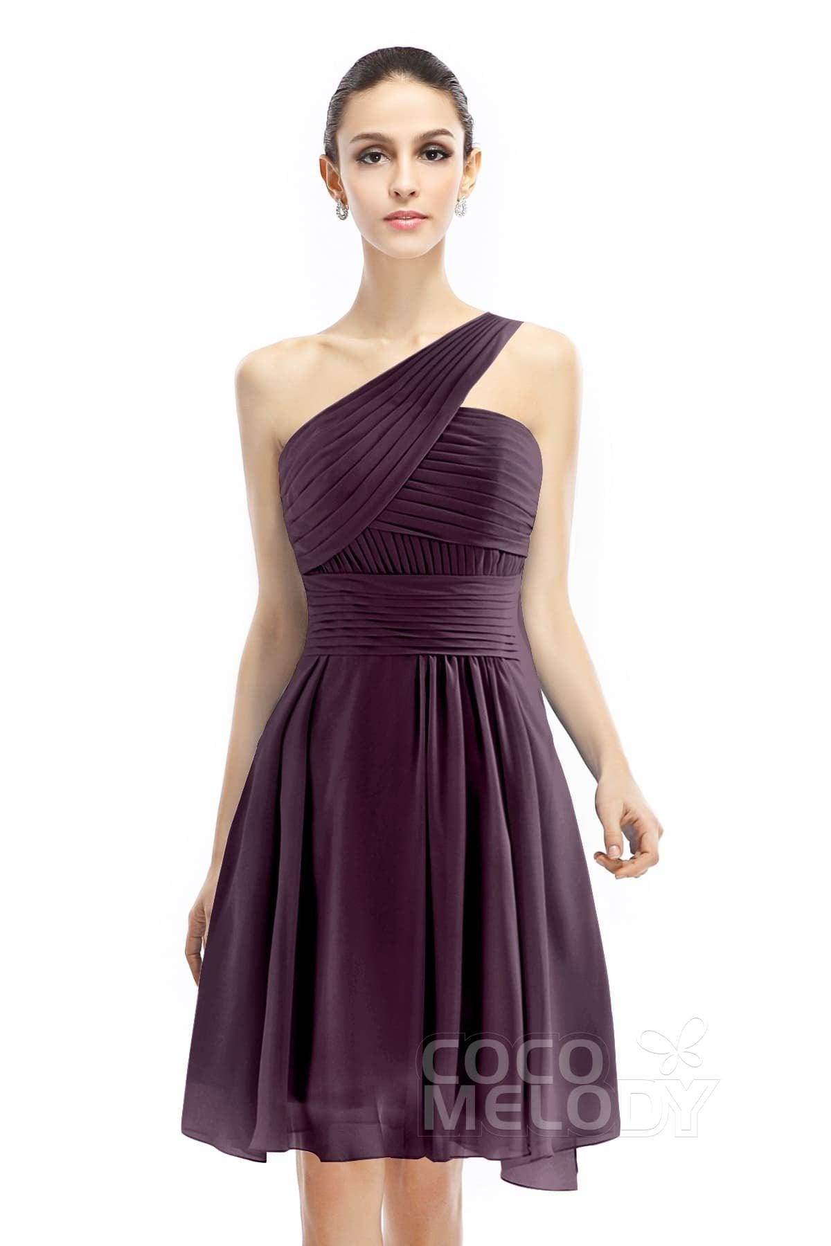 A-Line Knee Length Chiffon Bridesmaid Dress COZK1401C - COCOMELODY