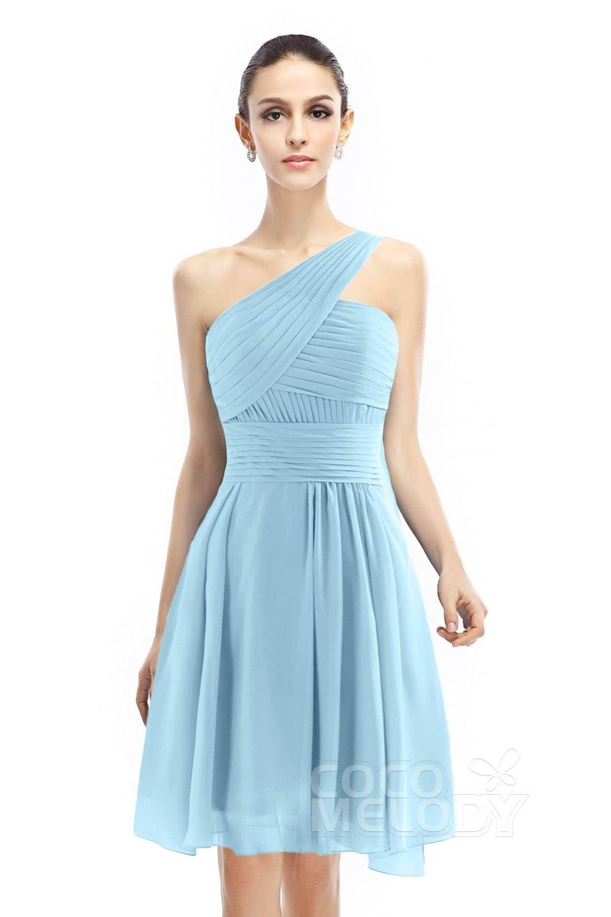 A-Line Knee Length Chiffon Bridesmaid Dress COZK1401C - COCOMELODY