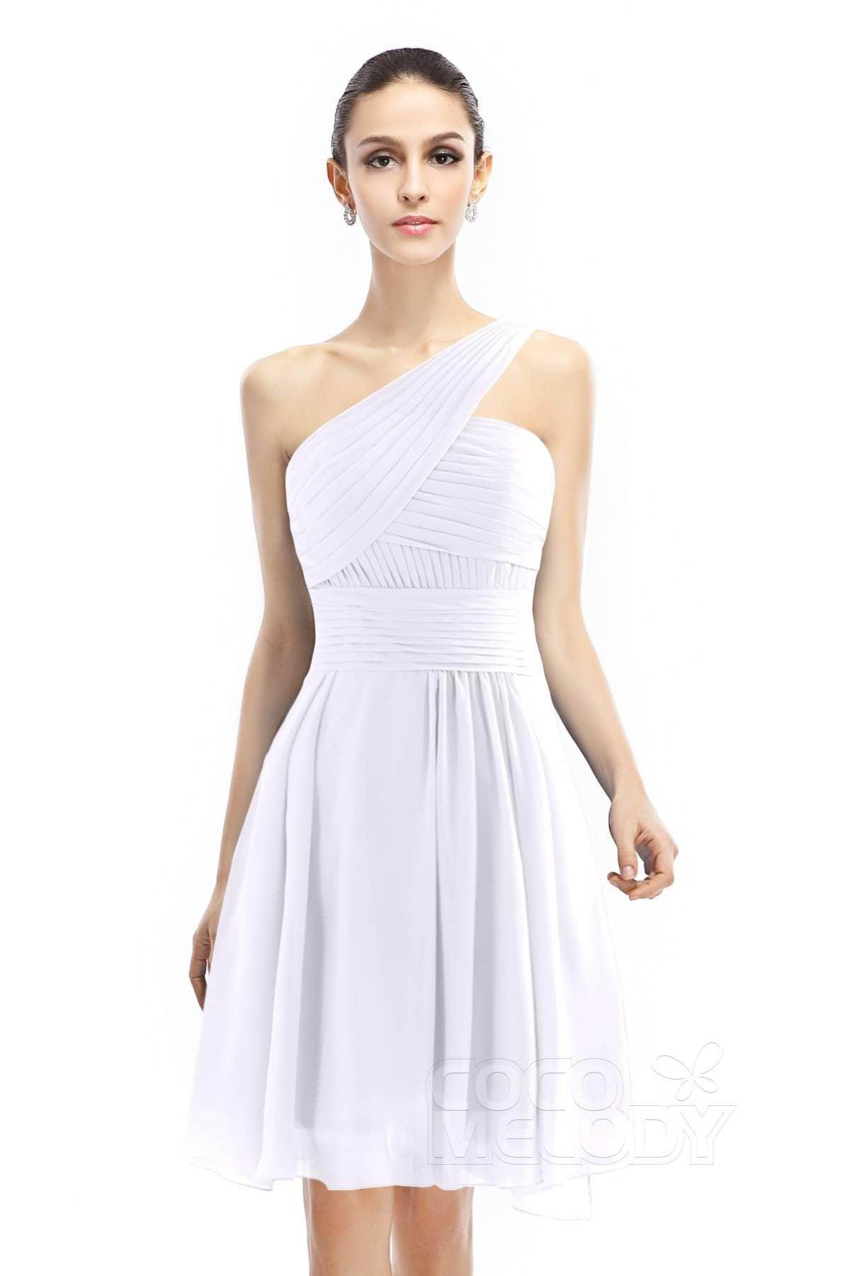 A-Line Knee Length Chiffon Bridesmaid Dress COZK1401C - COCOMELODY